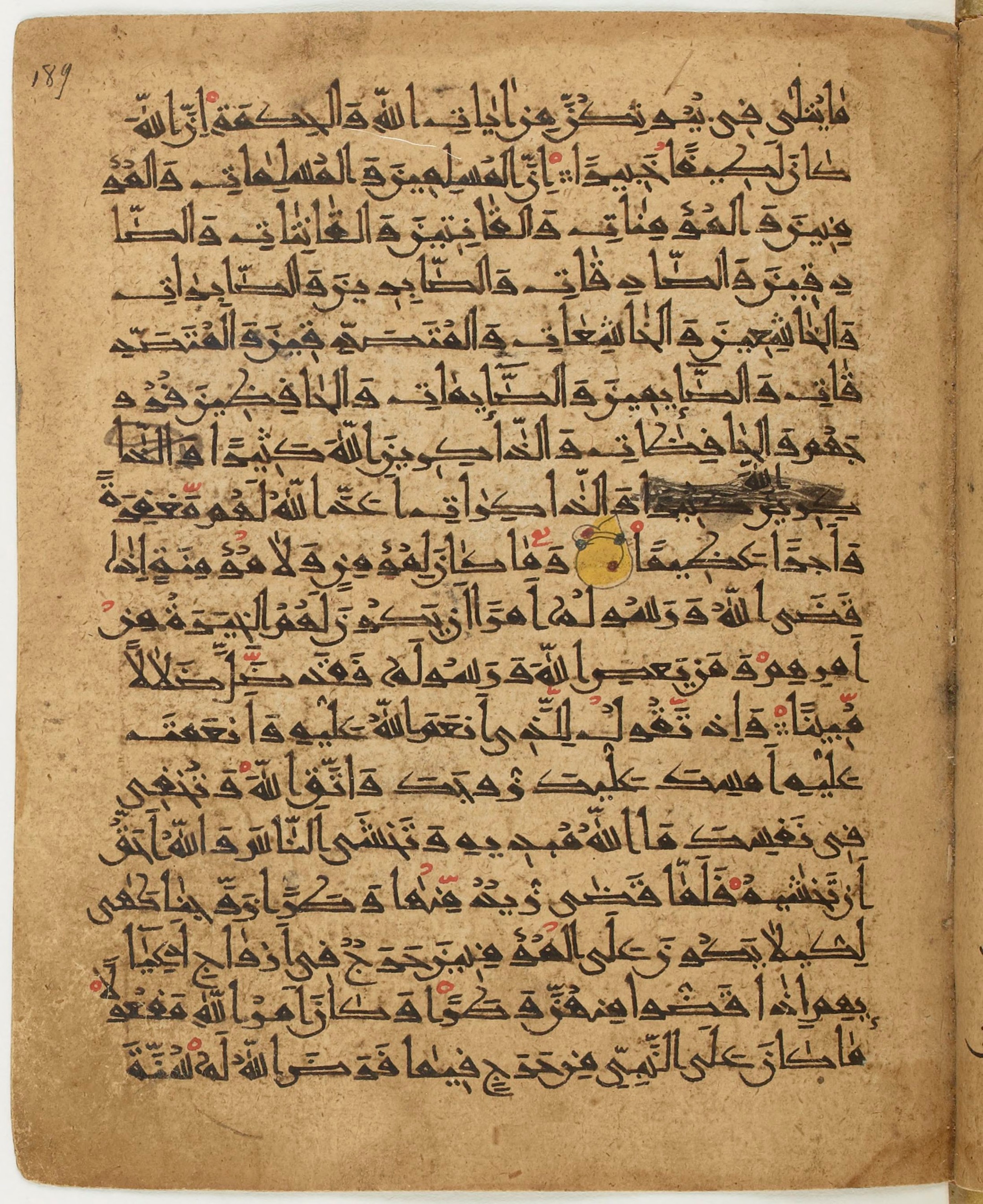 BNF Arabe 6430, in Naskh (NS 1) script, showing Surah 33:37 from 10th Century AD found in Unknown, currently housed at Bibliothèque nationale de France, Paris