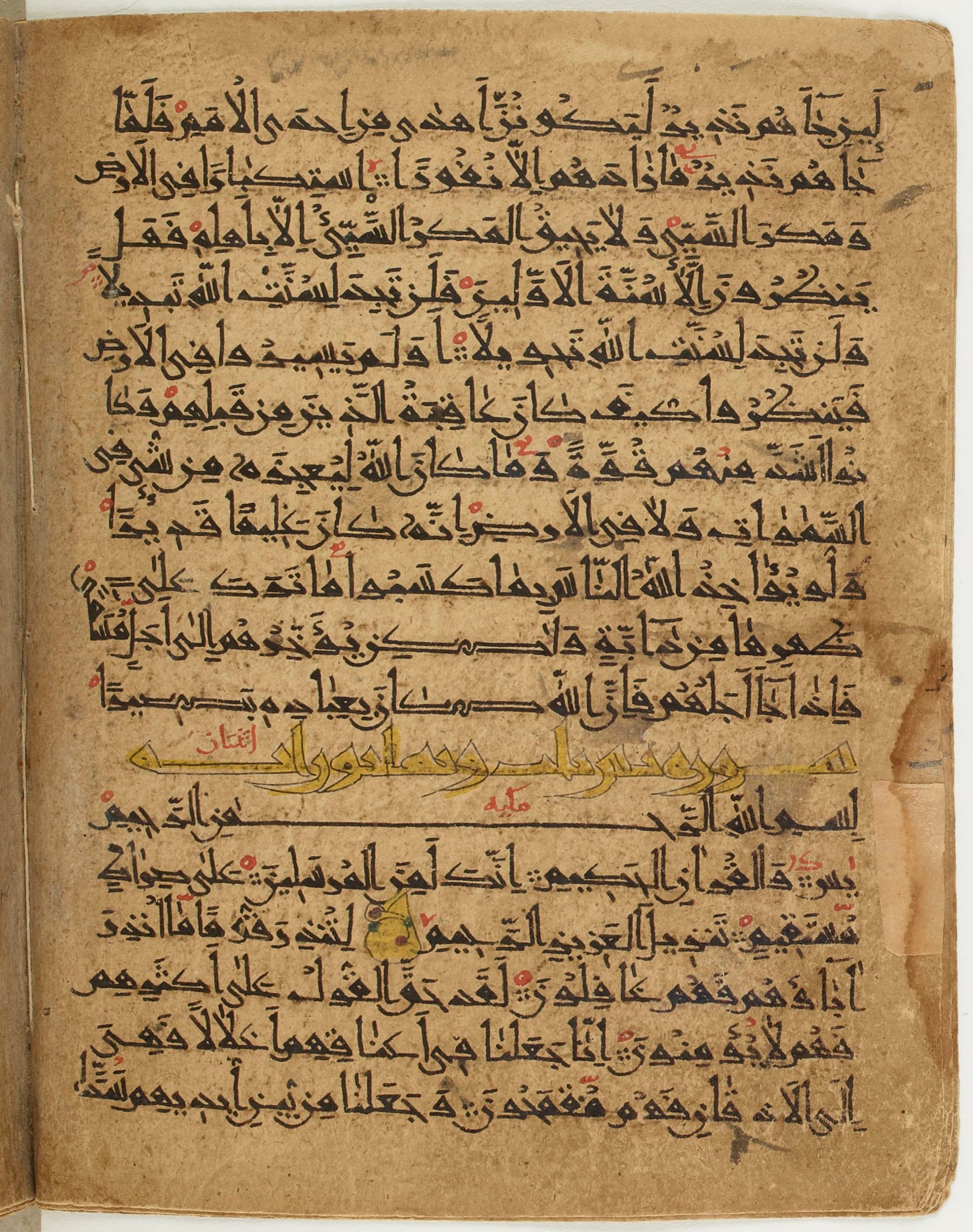 BNF Arabe 6430, in Naskh (NS 1) script, showing Surah 36:3 from 10th Century AD found in Unknown, currently housed at Bibliothèque nationale de France, Paris