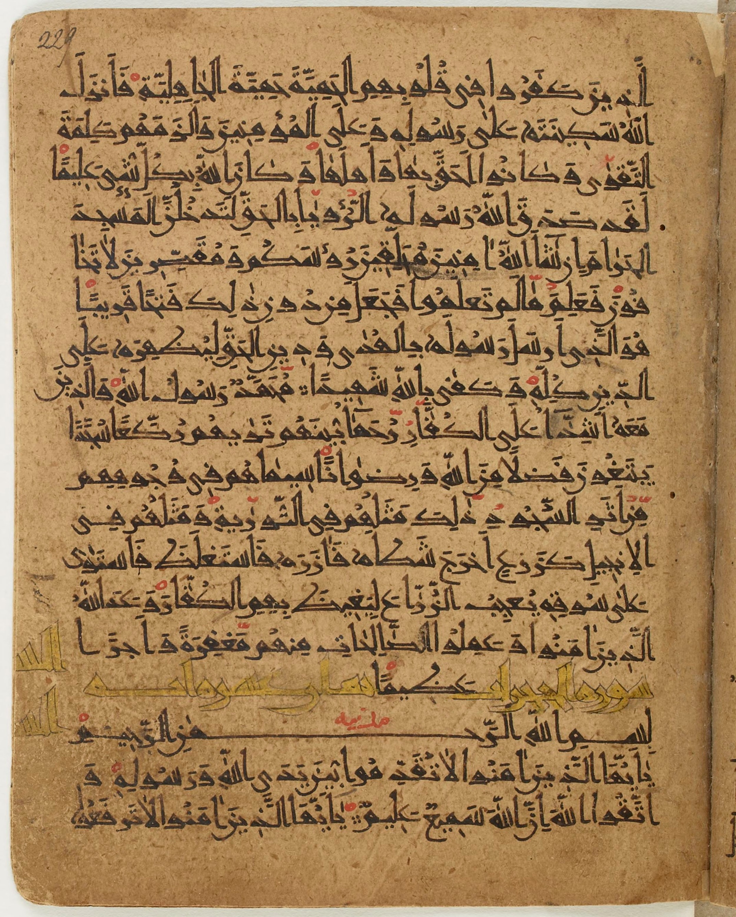 BNF Arabe 6430 (Scan 1), in Naskh (NS 1) script, showing Surah 49:2 from 10th Century AD found in Unknown, currently housed at Bibliothèque nationale de France, Paris