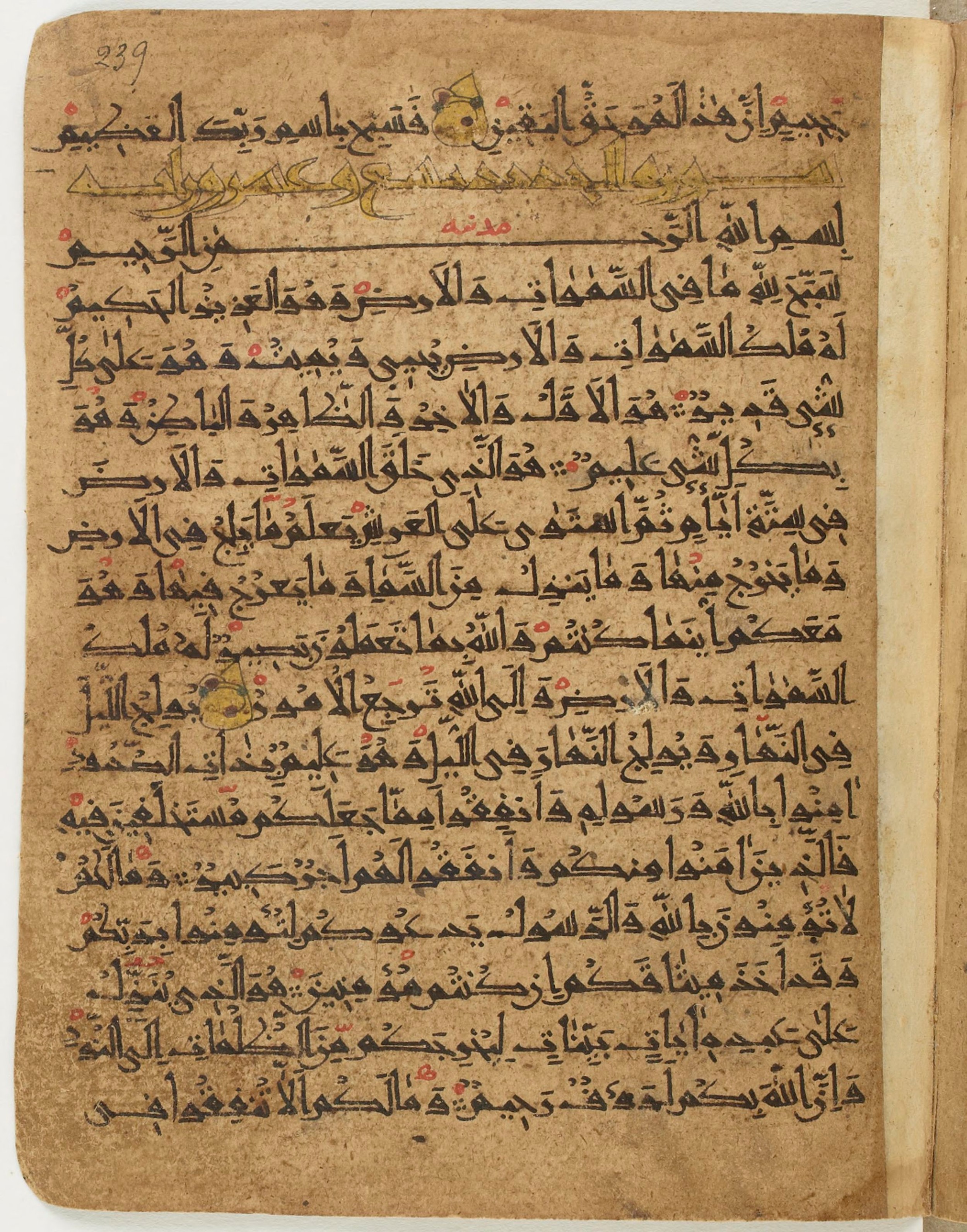 BNF Arabe 6430, in Naskh (NS 1) script, showing Surah 57:3 from 10th Century AD found in Unknown, currently housed at Bibliothèque nationale de France, Paris