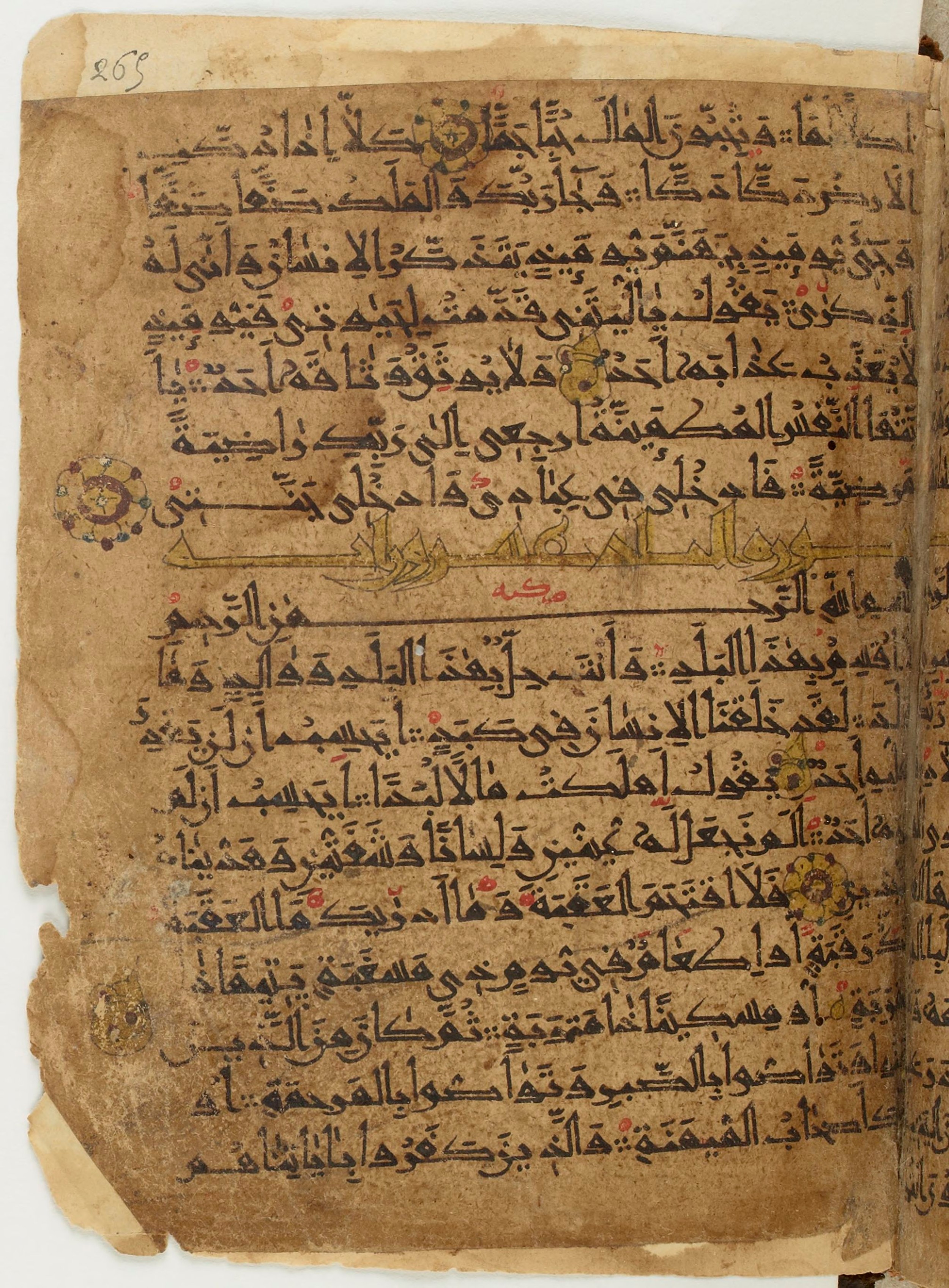 BNF Arabe 6430, in Naskh (NS 1) script, showing Surah 90:3 from 10th Century AD found in Unknown, currently housed at Bibliothèque nationale de France, Paris