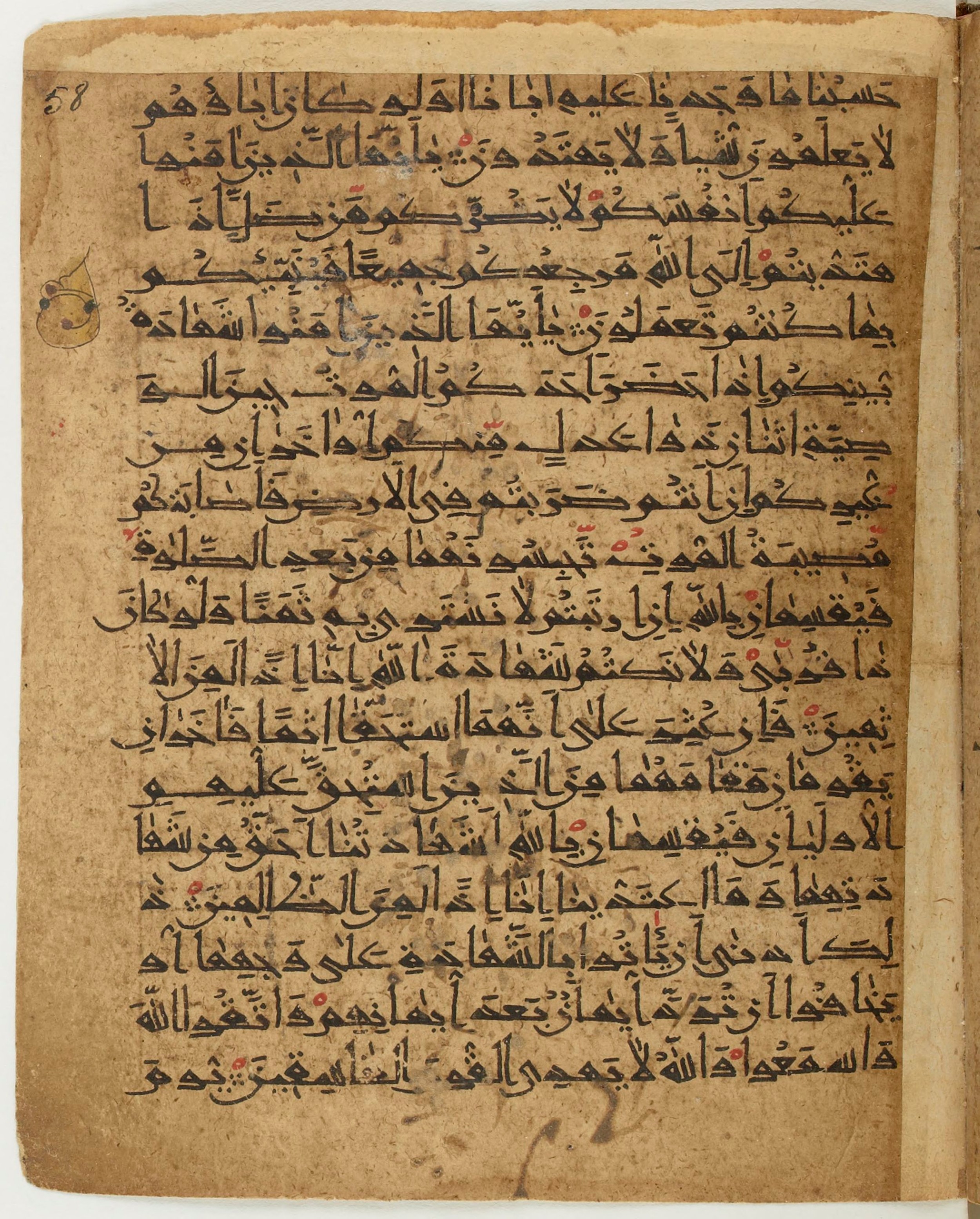 BNF Arabe 6430 (Scan 2), in Naskh (NS 1) script, showing Surah 5:104 from 10th Century AD found in Unknown, currently housed at Bibliothèque nationale de France, Paris