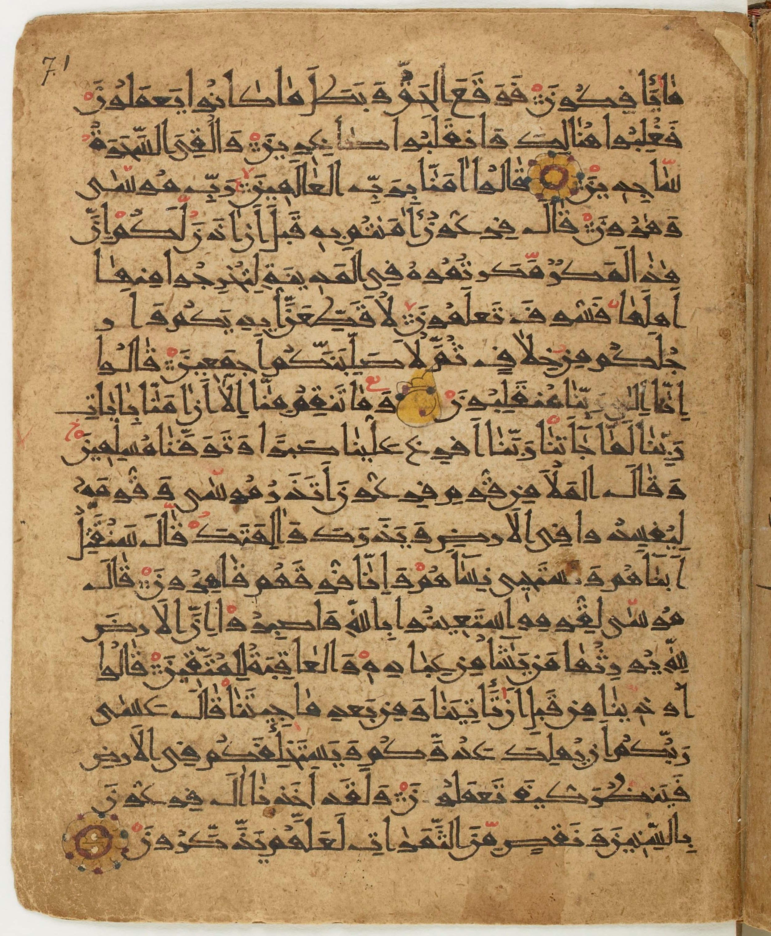 BNF Arabe 6430, in Naskh (NS 1) script, showing Surah 7:124 from 10th Century AD found in Unknown, currently housed at Bibliothèque nationale de France, Paris