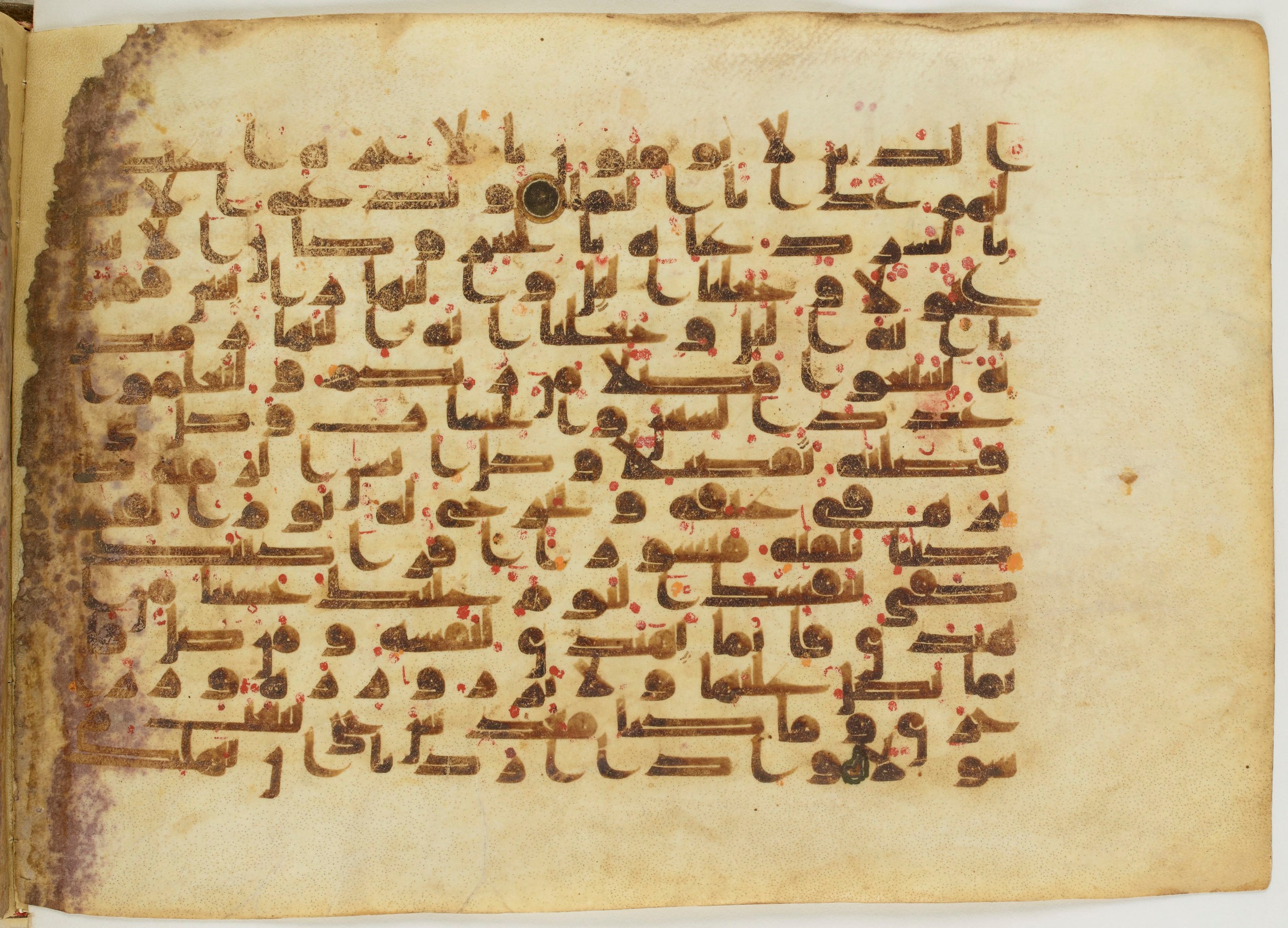 Paris, Bibliothèque nationale de France, Arabe 6982, in Kufic B.II script, showing Surah 17:13 from Mid 8th to Late 9th Century AD found in Unknown (formerly in the Lyautey collection), currently housed at Bibliothèque nationale de France, Paris