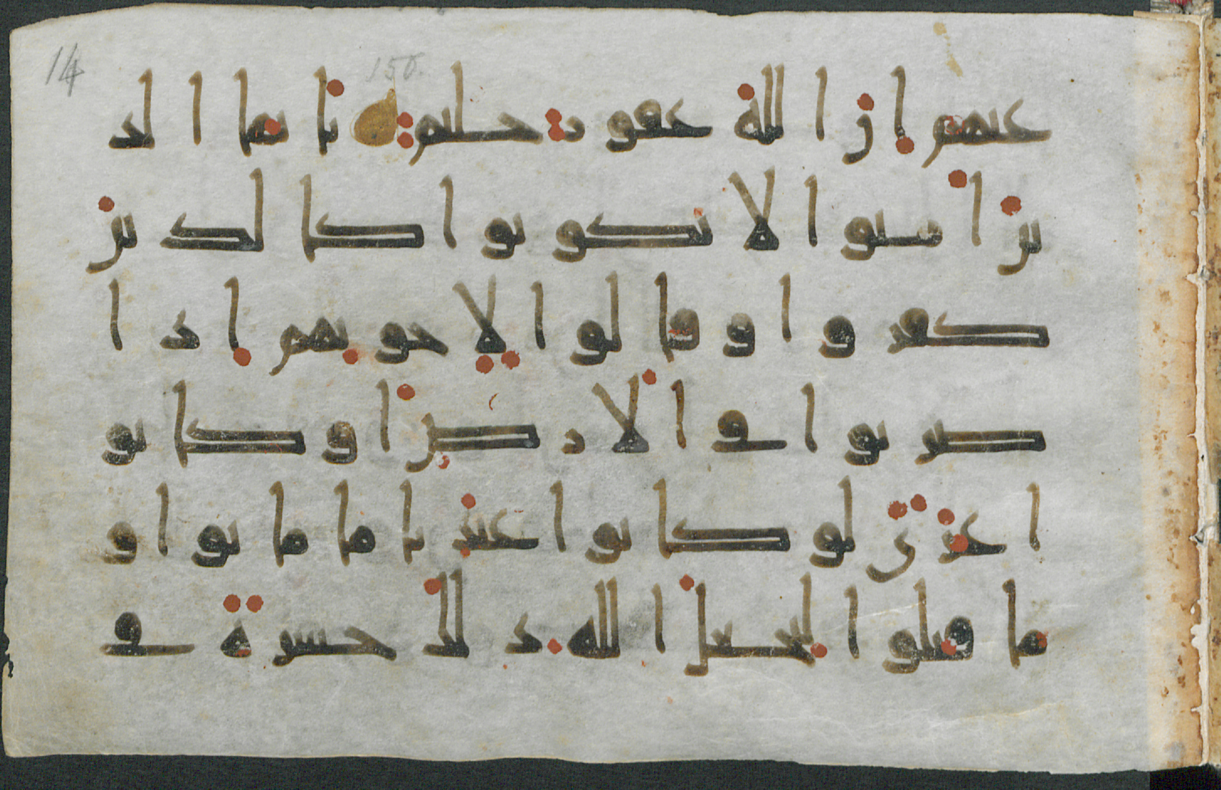 Gotha, Forschungsbibliothek Gotha, Ms. orient. A 434 (Scan 2), in New Style script, showing Surah 3:155 from Mid-9th to Late 10th Century AD found in Unknown, currently housed at Forschungsbibliothek Gotha, Gotha, Germany