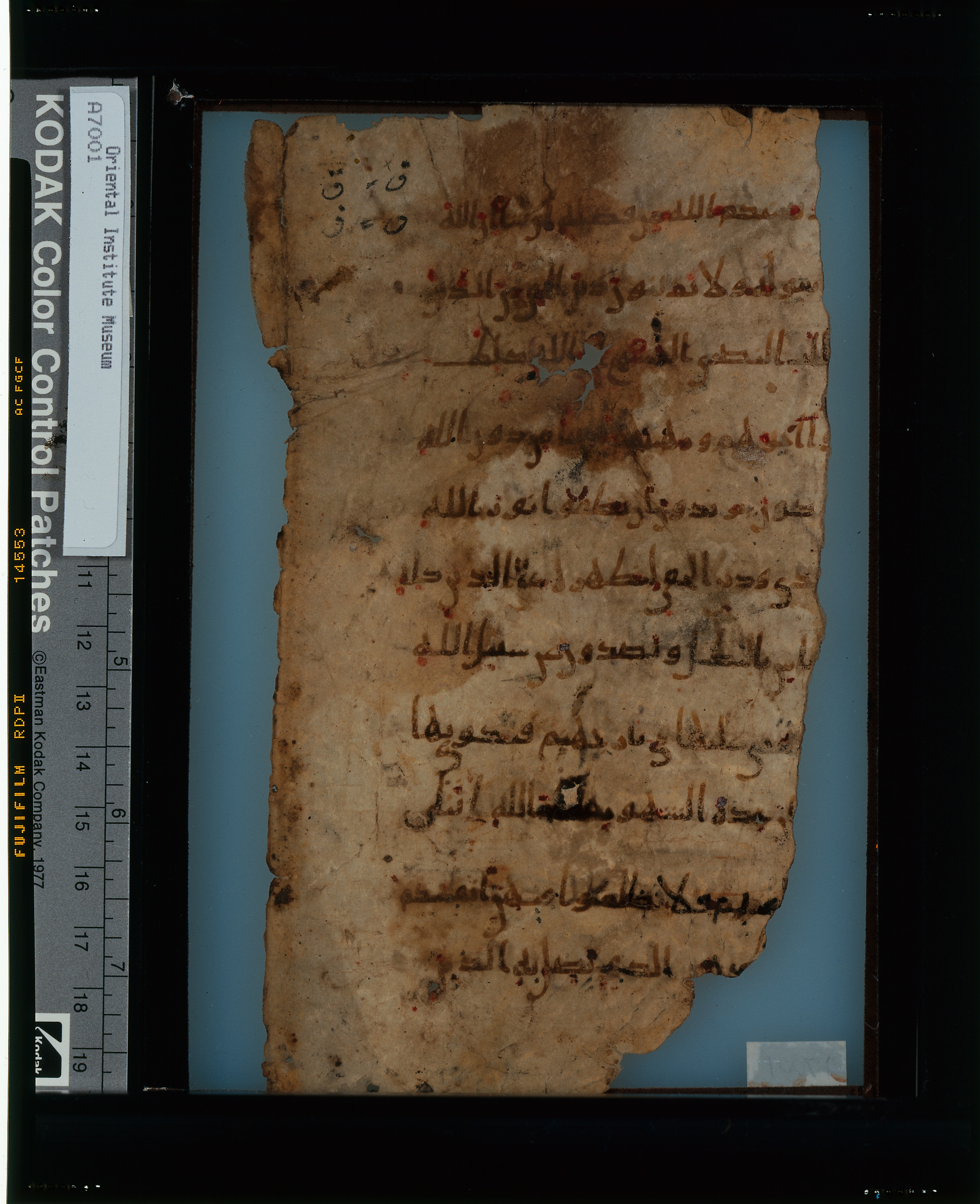 Chicago, Institute for the Study of Ancient Cultures, A 7001, in Makkan script, showing Surah 9:32 from 8th Century AD found in Egypt, currently housed at Institute for the Study of Ancient Cultures, Chicago