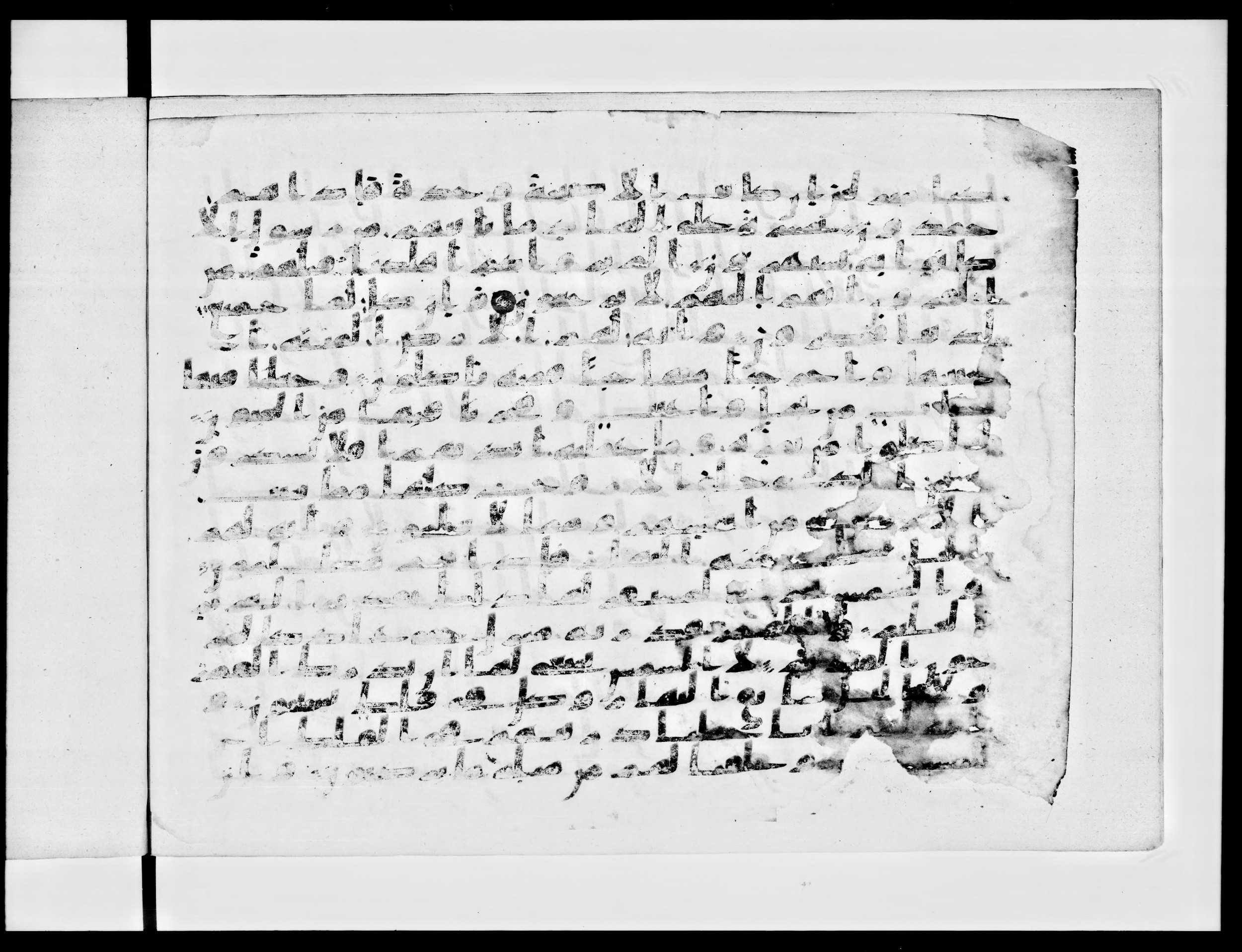 Paris, Bibliothèque nationale de France, Arabe 334 (a) (Scan 1), in Kufic C I b (with Hijazi tendencies) script, showing Surah 36:32 from 8th to 9th Century AD found in Fustat (Old Cairo), Egypt, currently housed at Bibliothèque nationale de France, Paris