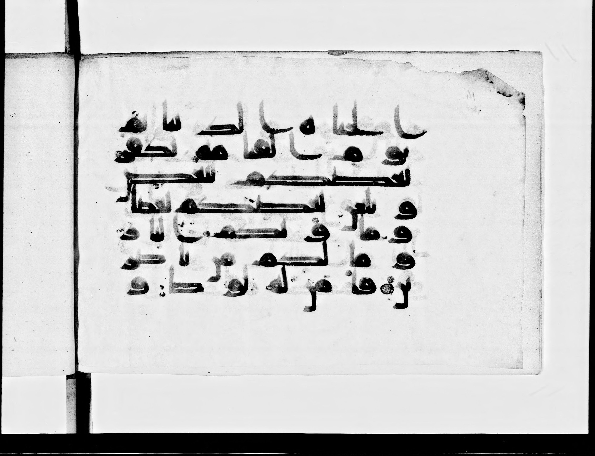Paris, Bibliothèque nationale de France, Arabe 360 (b) (Scan 1), in Kufic D script, showing Surah 29:26 from Mid 8th to Late 9th Century AD found in Fustat (Old Cairo), Egypt, currently housed at Bibliothèque nationale de France, Paris