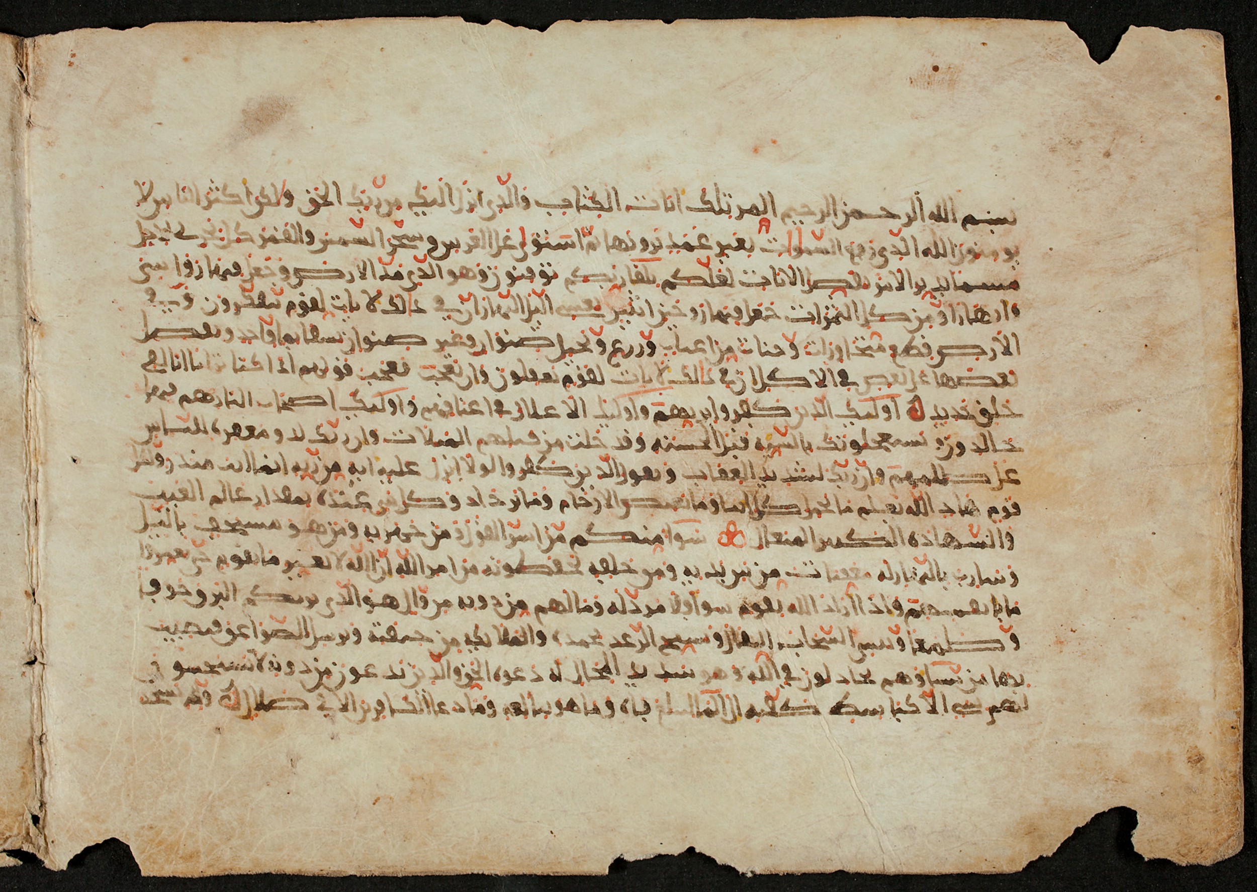 Berlin, Staatsbibliothek zu Berlin, Ms. or. quart. 1208 (XII), in New Style III script, showing Surah 13:13 from 9th to 10th Century AD found in Unknown, currently housed at Staatsbibliothek zu Berlin, Berlin