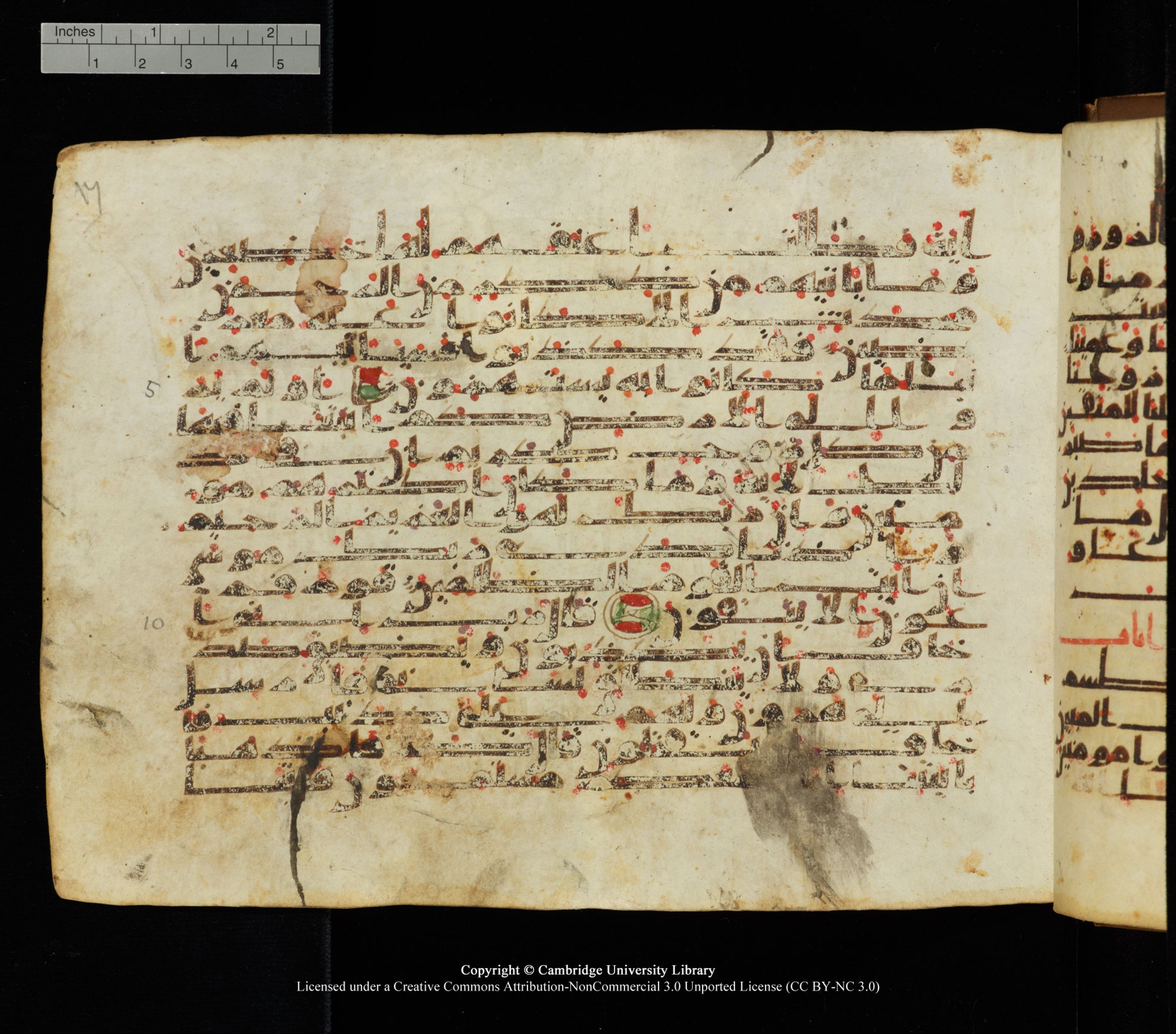 Cambridge University Library, MS Add.1139, in Kūfī C II script, showing Surah 26:13 from 10th or 11th century AD found in Sinai Peninsula, currently housed at Cambridge University Library, Cambridge