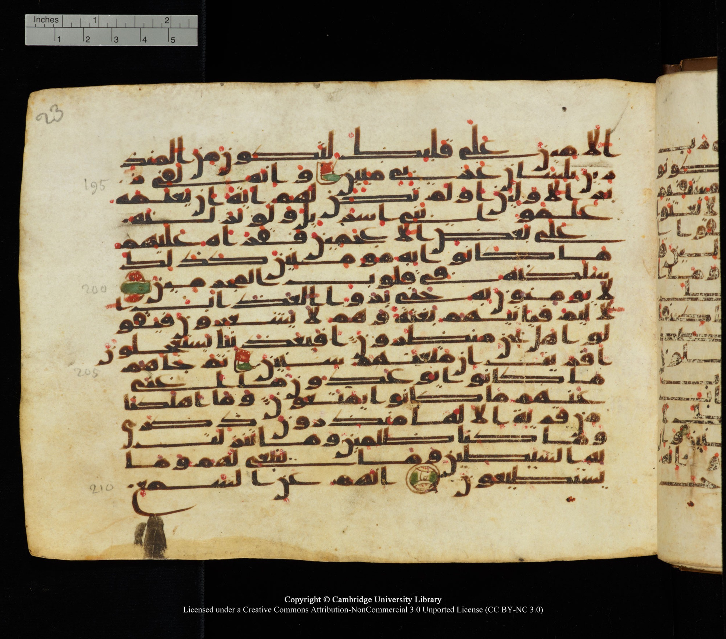 Cambridge University Library, MS Add.1139, in Kūfī C II script, showing Surah 26:201 from 10th or 11th century AD found in Sinai Peninsula, currently housed at Cambridge University Library, Cambridge