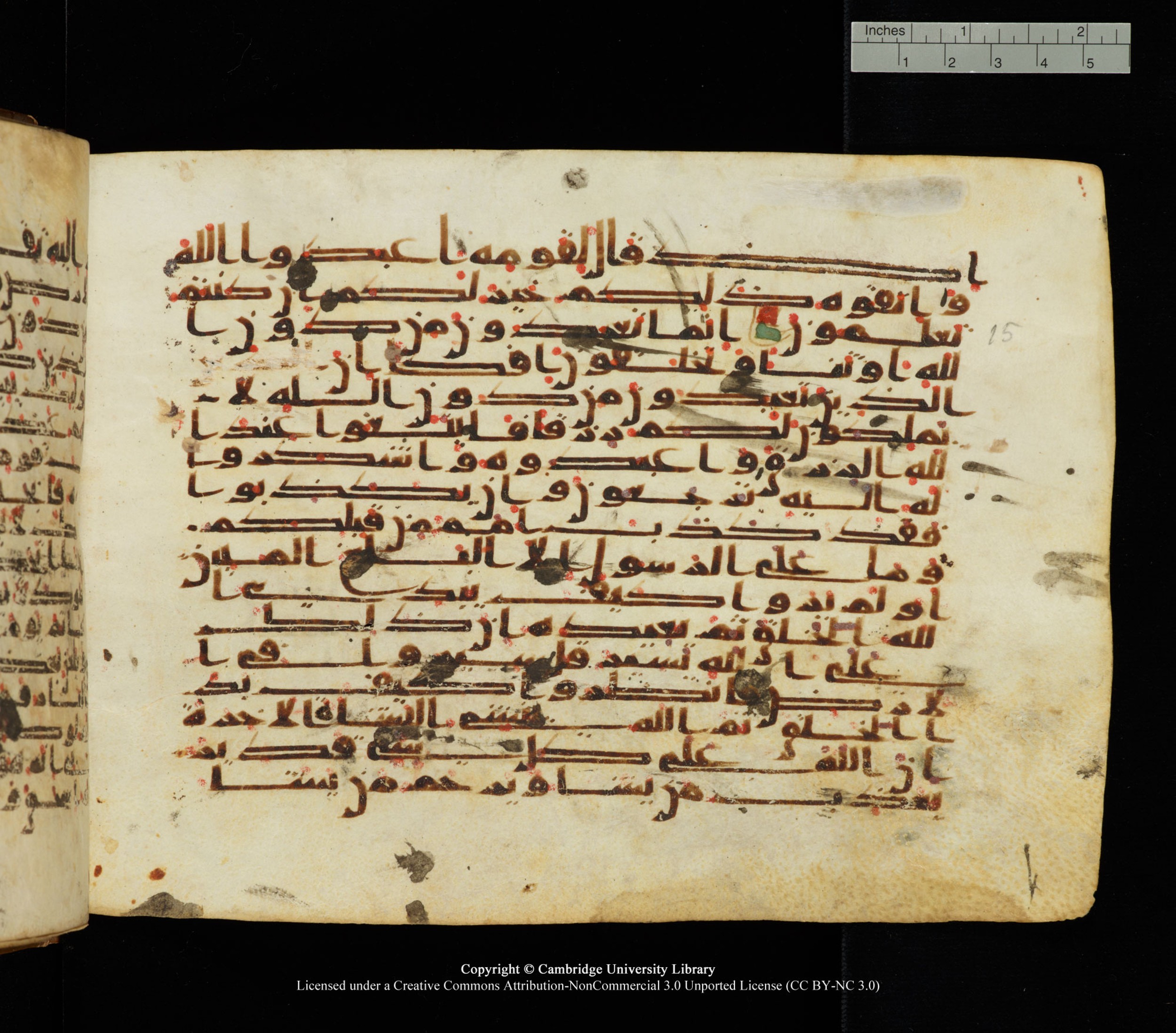 Cambridge University Library, MS Add.1139 (Scan 1), in Kūfī C II script, showing Surah 29:21 from 10th or 11th century AD found in Sinai Peninsula, currently housed at Cambridge University Library, Cambridge