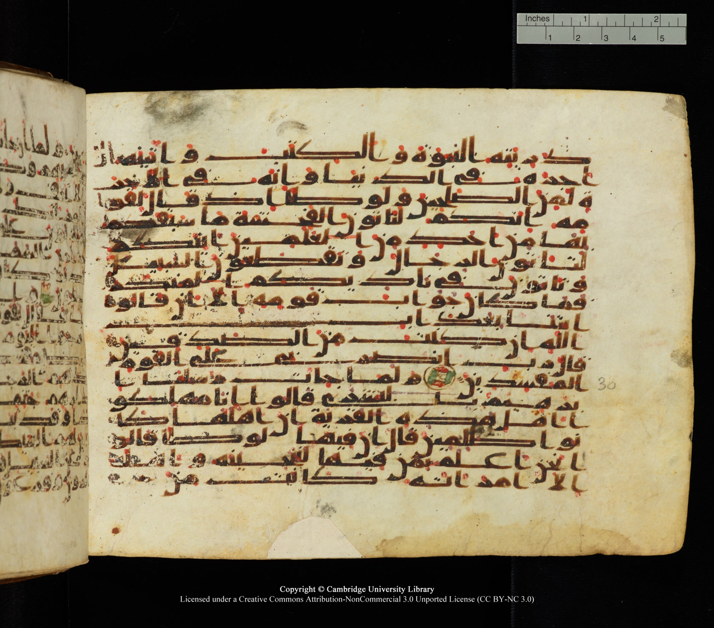 Cambridge University Library, MS Add.1139 (Scan 1), in Kūfī C II script, showing Surah 29:32 from 10th or 11th century AD found in Sinai Peninsula, currently housed at Cambridge University Library, Cambridge