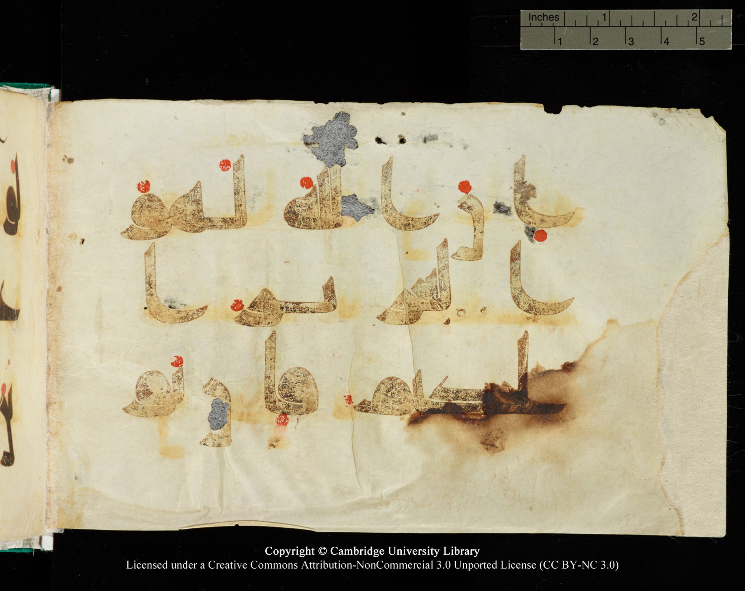 Cambridge, Cambridge University Library, MS Add.1116 (Scan 1), in Kūfī D.I script, showing Surah 3:63 from 9th Century AD (before 876 AD) found in Sinai Peninsula, currently housed at Cambridge University Library, Cambridge, UK