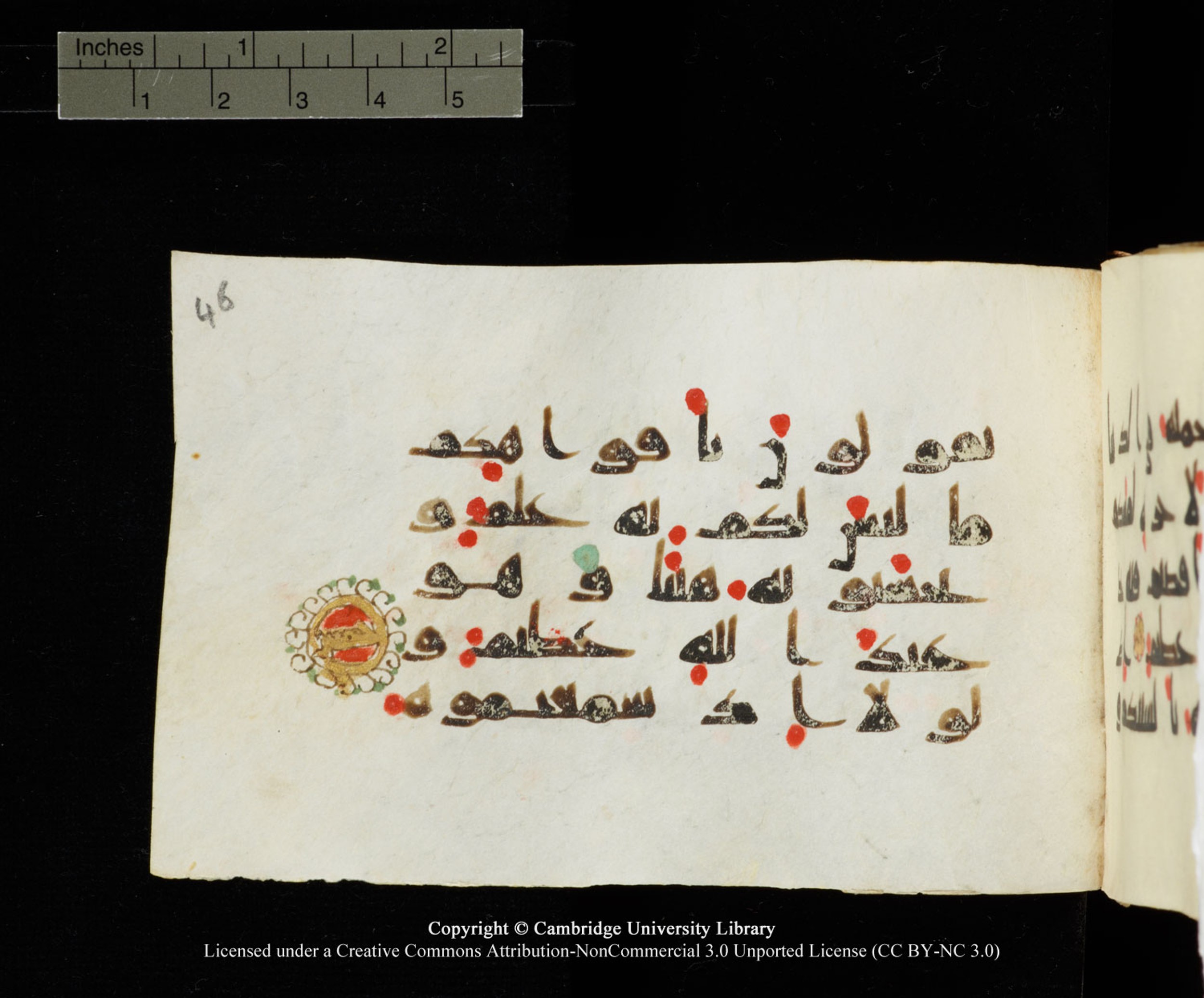 Cambridge University Library MS Add.1138 (Scan 1), in kūfī D.Va script, showing Surah 24:16 from 9th to 10th Century AD found in Sinai Peninsula, currently housed at Cambridge University Library, Cambridge