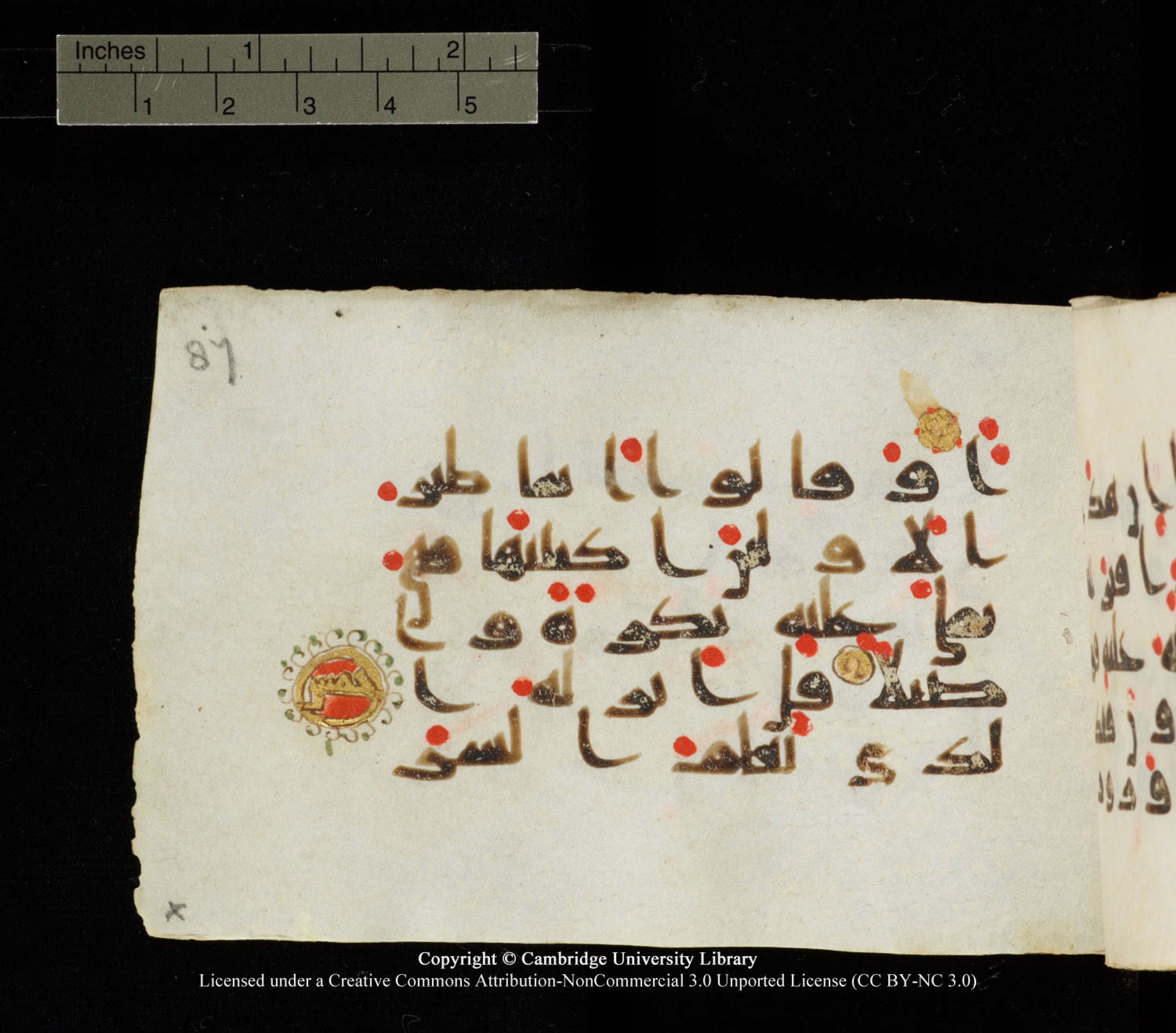 Cambridge University Library MS Add.1138 (Scan 3), in kūfī D.Va script, showing Surah 25:4 from 9th to 10th Century AD found in Sinai Peninsula, currently housed at Cambridge University Library, Cambridge