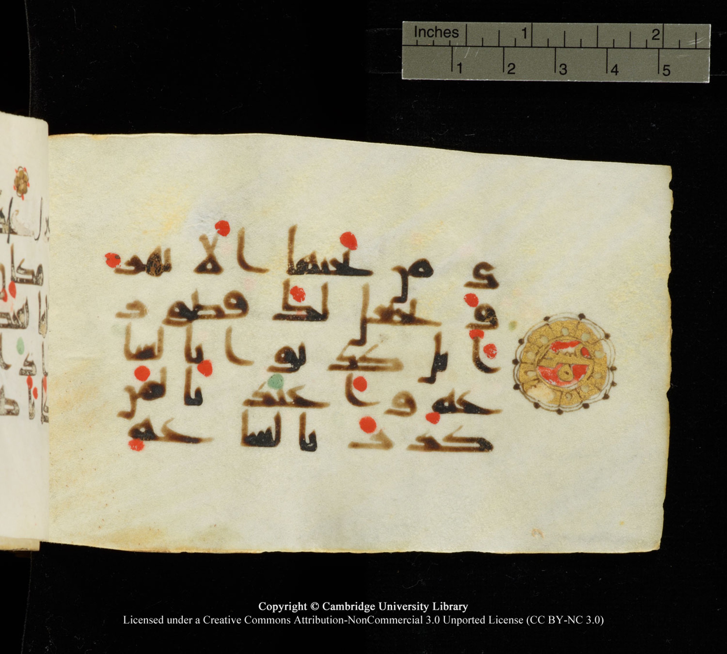 Cambridge University Library MS Add.1138 (Scan 2), in kūfī D.Va script, showing Surah 25:10 from 9th to 10th Century AD found in Sinai Peninsula, currently housed at Cambridge University Library, Cambridge