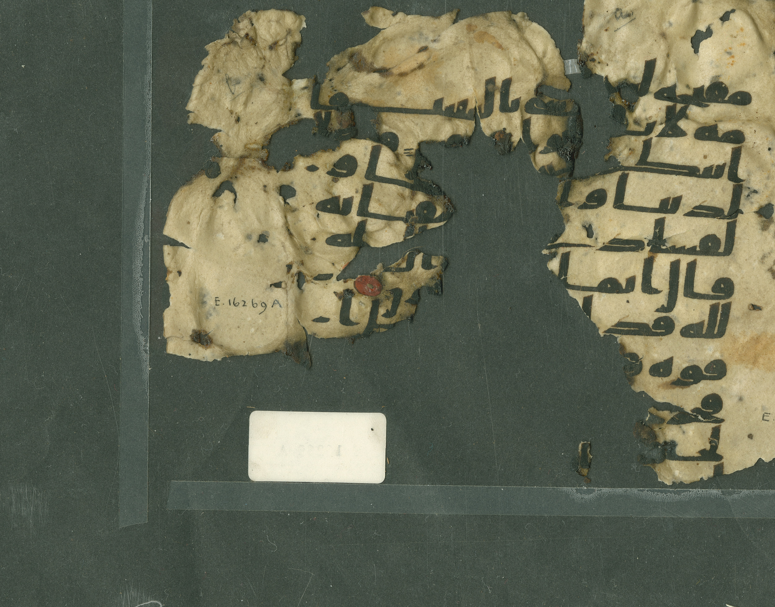 Pennsylvania University Museum, E 16269 A, in Kūfī C script, showing Surah 2:245 from 8th Century AD found in Fustat (Old Cairo), Egypt, currently housed at Pennsylvania University Museum, Philadelphia, Pennsylvania