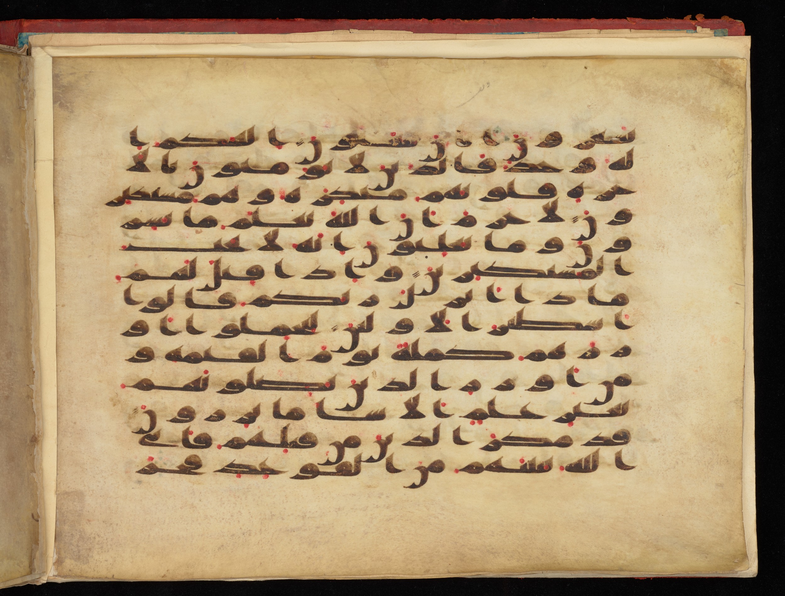 Vat. Ar. 1605 (3) (Scan 2), in kūfī C script, showing Surah 16:21 from 8th to 9th Century AD found in Unknown, currently housed at Biblioteca Apostolica Vaticana, Rome