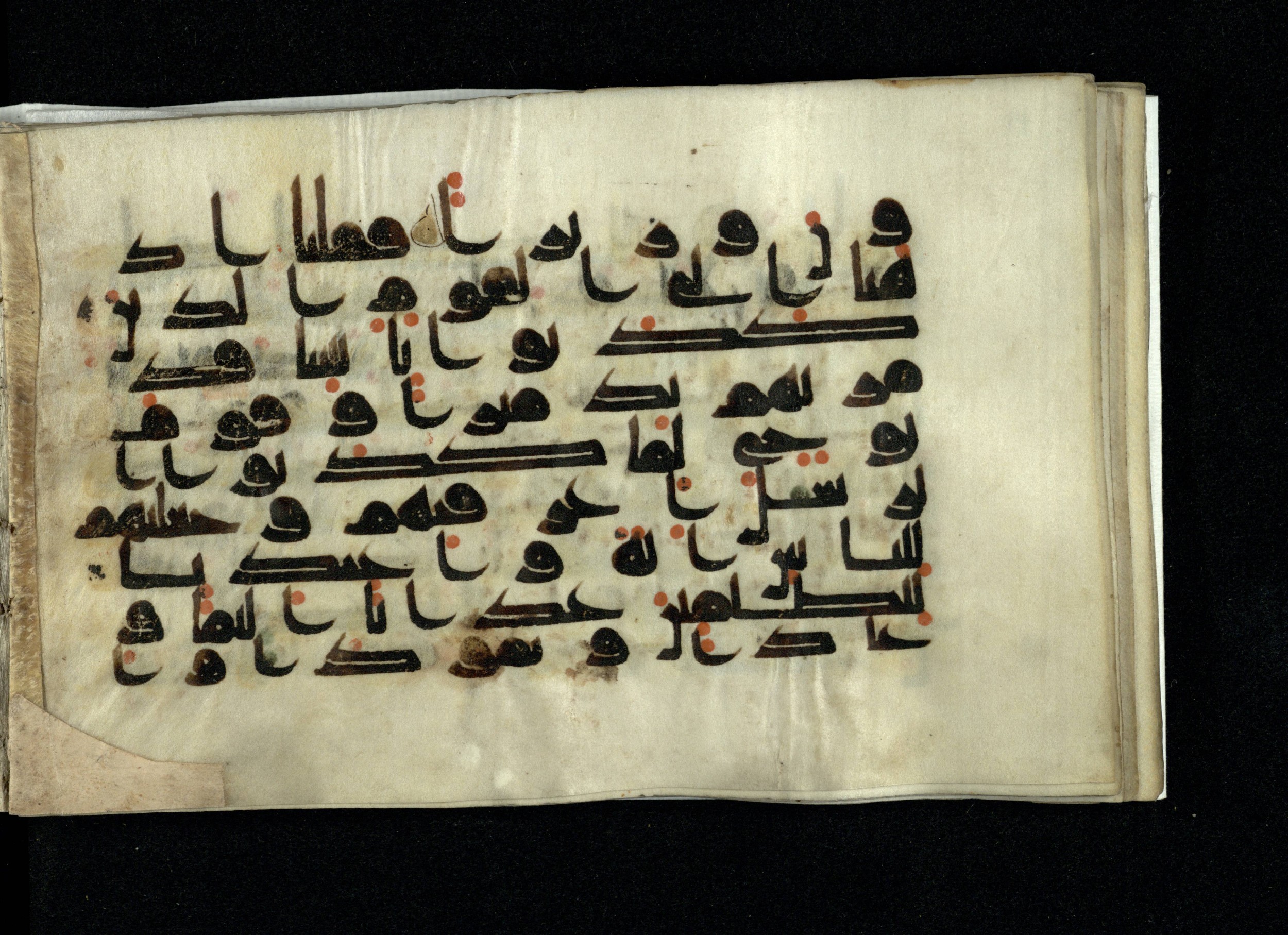Ms. Yah. Ar. 970 (Scan 2), in kūfī D.IV script, showing Surah 25:35 from Mid 8th to Late 10th Century AD found in Unknown, currently housed at The National Library of Israel, Jerusalem