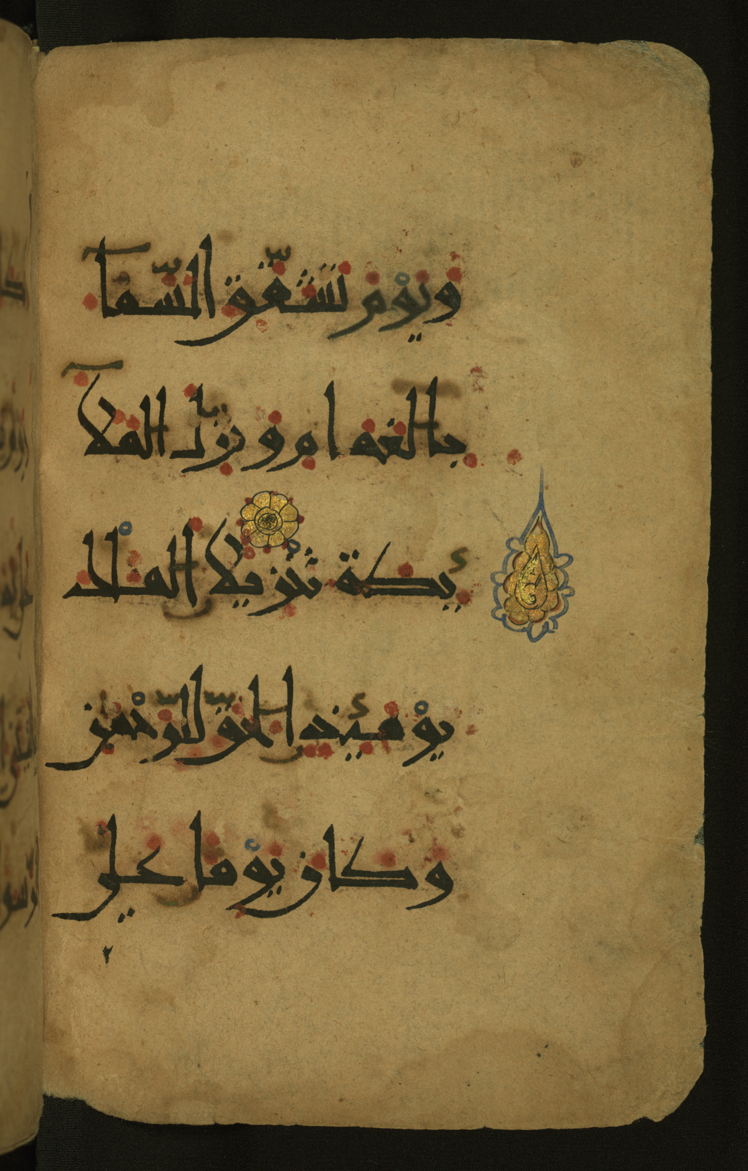Baltimore, Maryland, The Walters Art Museum, W.555 (Scan 1), in New style script, showing Surah 25:26 from 10th to 11th Century AD found in Unknown, currently housed at The Walters Art Museum, Baltimore, Maryland