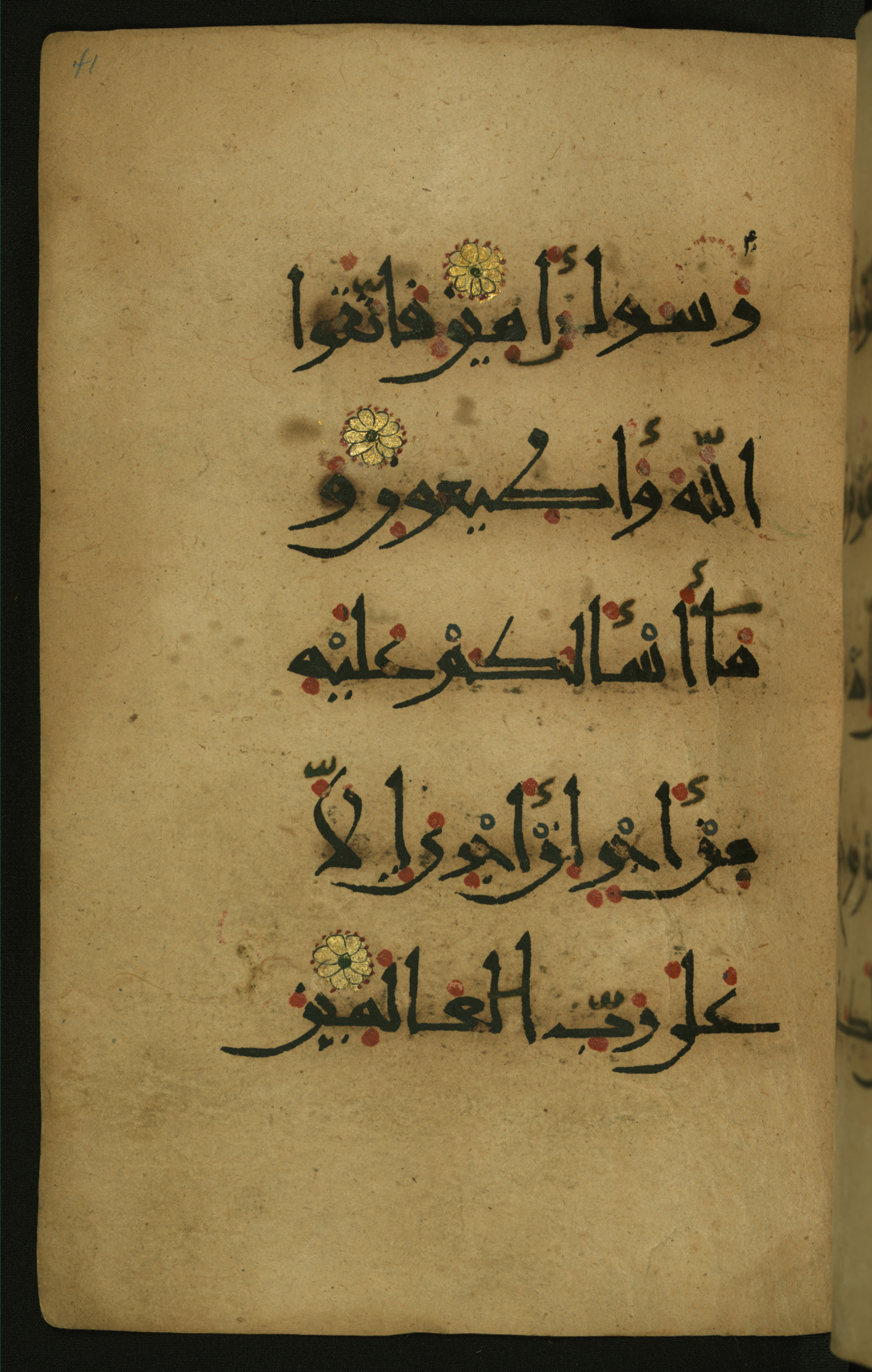 Baltimore, Maryland, The Walters Art Museum, W.555, in New style script, showing Surah 26:108 from 10th to 11th Century AD found in Unknown, currently housed at The Walters Art Museum, Baltimore, Maryland