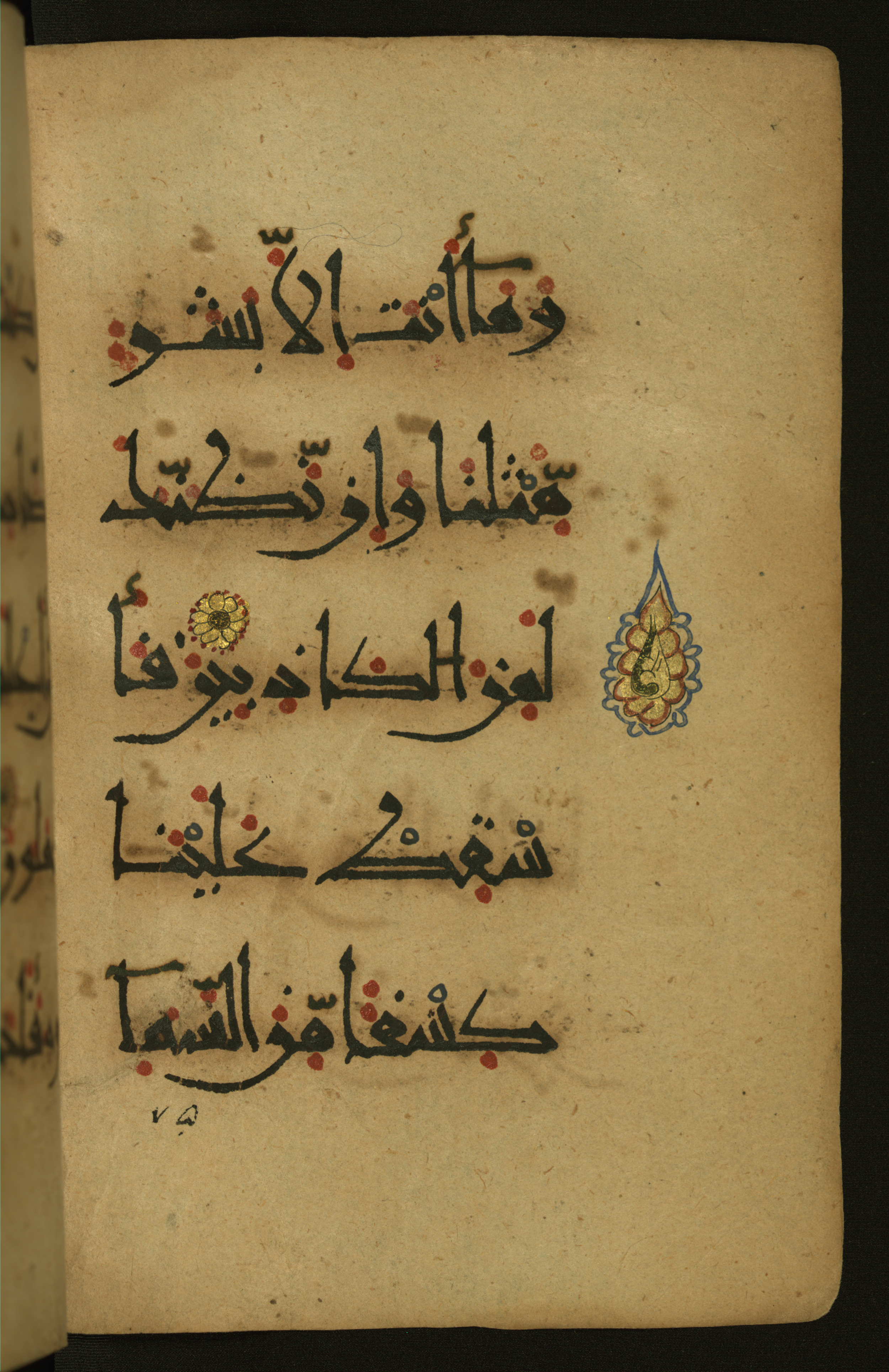 Baltimore, Maryland, The Walters Art Museum, W.555, in New style script, showing Surah 26:186 from 10th to 11th Century AD found in Unknown, currently housed at The Walters Art Museum, Baltimore, Maryland