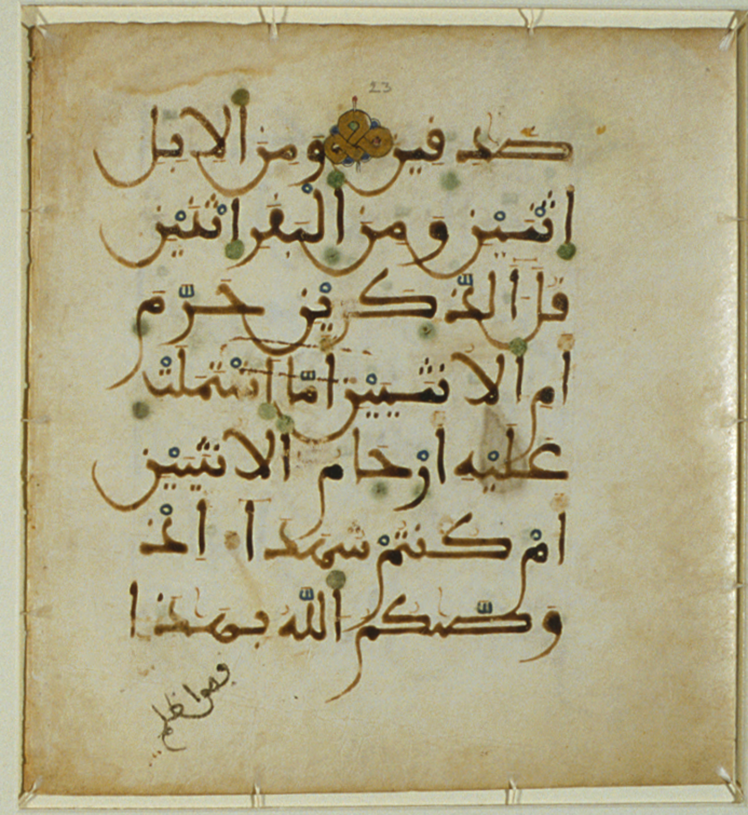 Baltimore, Maryland, The Walters Art Museum, W.556, in maġribī script, showing Surah 6:144 from 13th to 15th Century AD found in Unknown, currently housed at The Walters Art Museum, Baltimore, Maryland