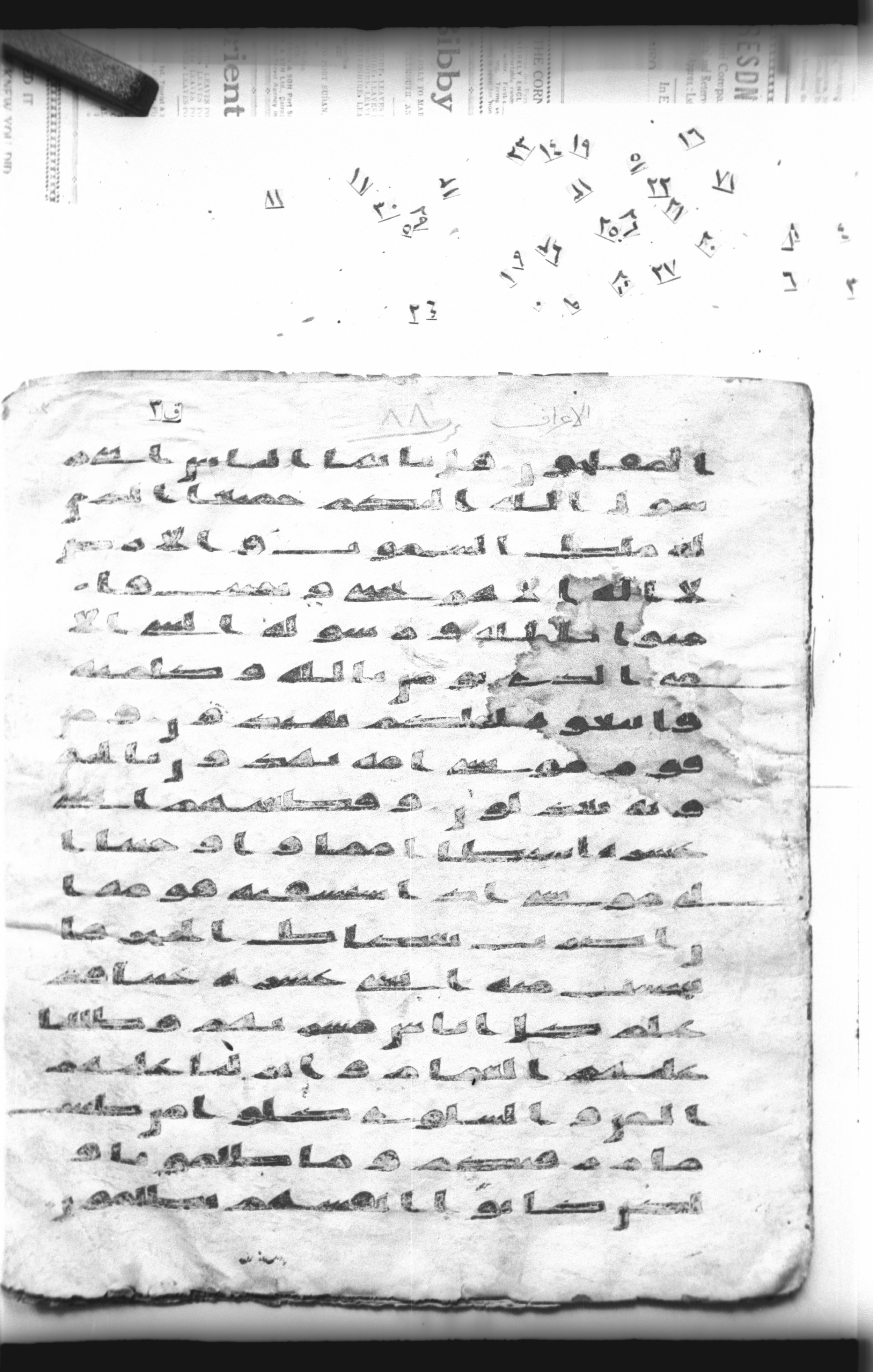 Cairo, Khedivial Library, "qāf 3" (Gotthelf Bergsträßer archives) [maṣāḥif 387], in kūfī type C script, showing Surah 7:159 from 8th Century AD found in Egypt, currently housed at Egyptian National Library and Archives, Cairo