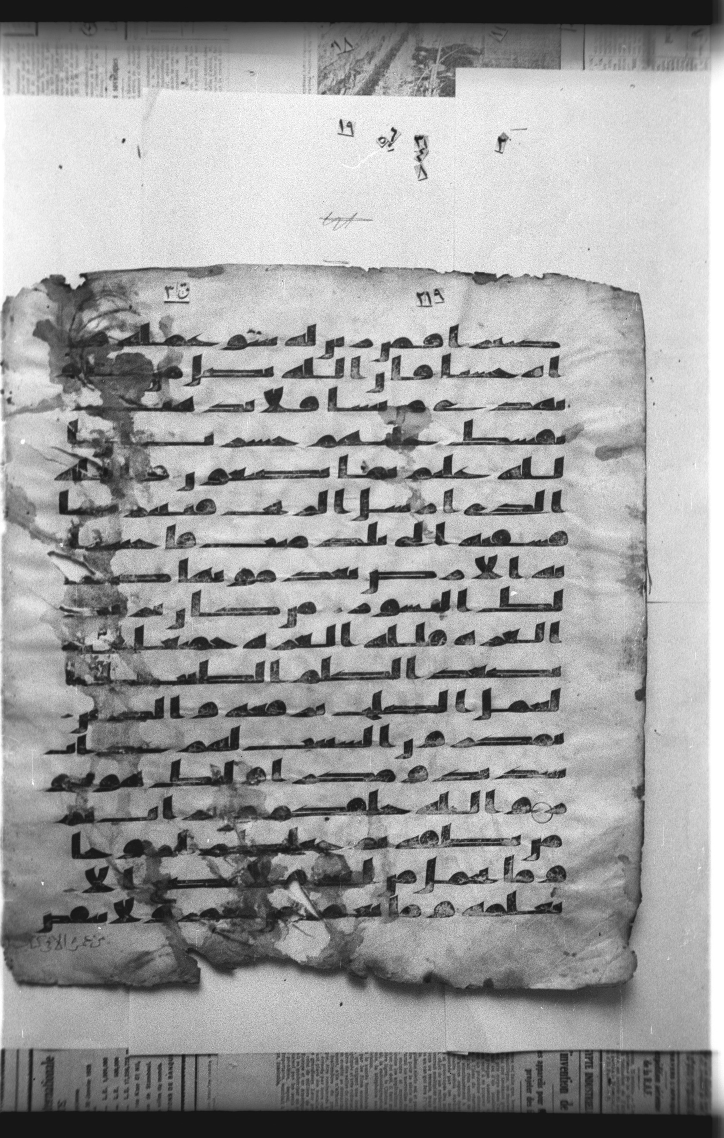 Cairo, Khedivial Library, "qāf 3" (Gotthelf Bergsträßer archives) [maṣāḥif 387] (Scan 2), in kūfī type C script, showing Surah 35:7 from 8th Century AD found in Egypt, currently housed at Egyptian National Library and Archives, Cairo