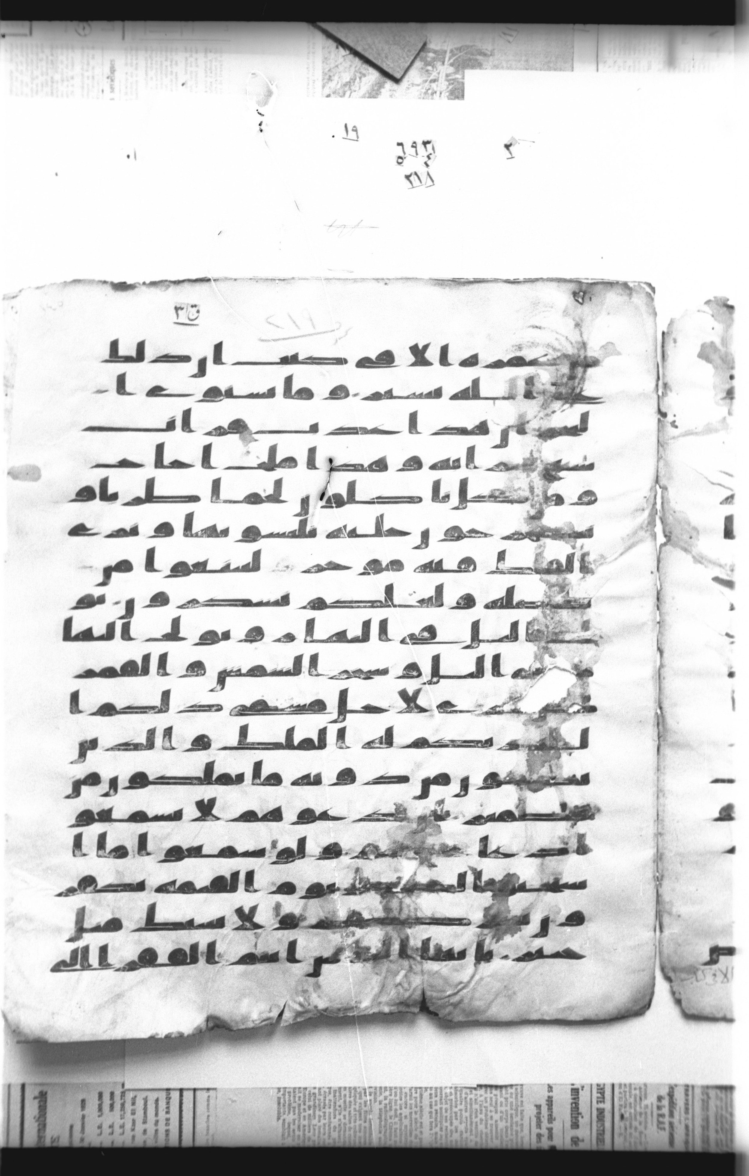 Cairo, Khedivial Library, "qāf 3" (Gotthelf Bergsträßer archives) [maṣāḥif 387], in kūfī type C script, showing Surah 35:12 from 8th Century AD found in Egypt, currently housed at Egyptian National Library and Archives, Cairo