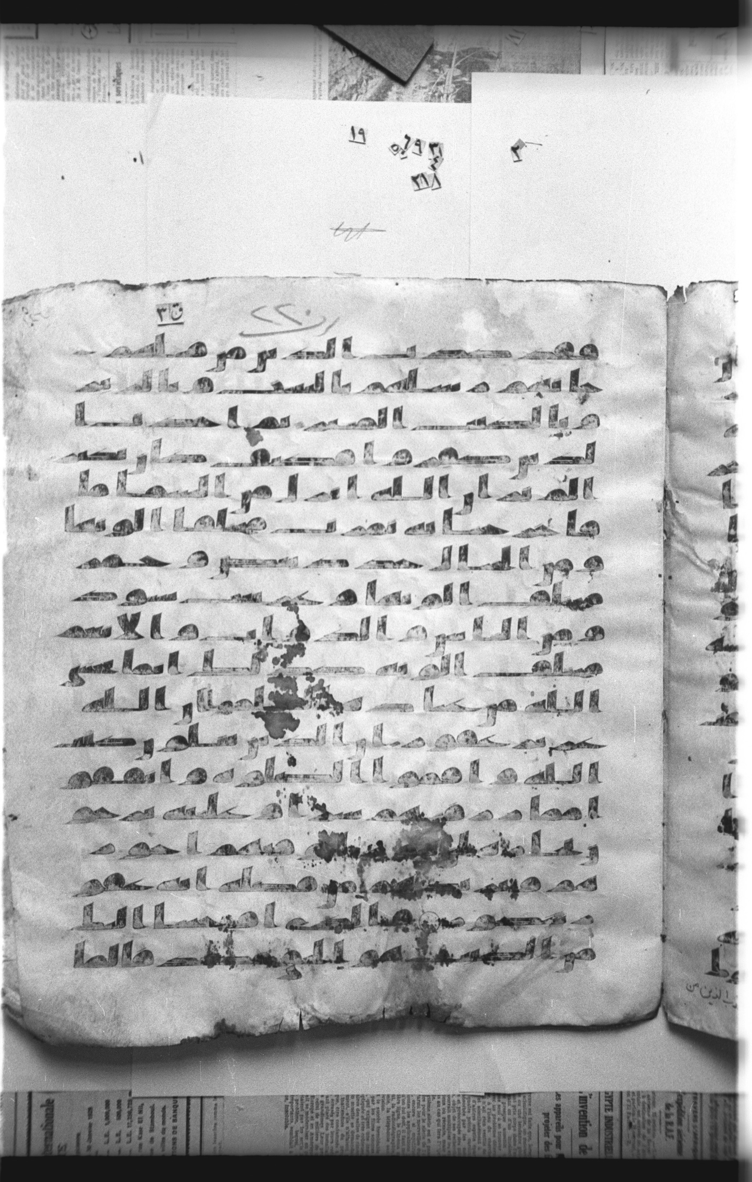 Cairo, Khedivial Library, "qāf 3" (Gotthelf Bergsträßer archives) [maṣāḥif 387], in kūfī type C script, showing Surah 35:28 from 8th Century AD found in Egypt, currently housed at Egyptian National Library and Archives, Cairo