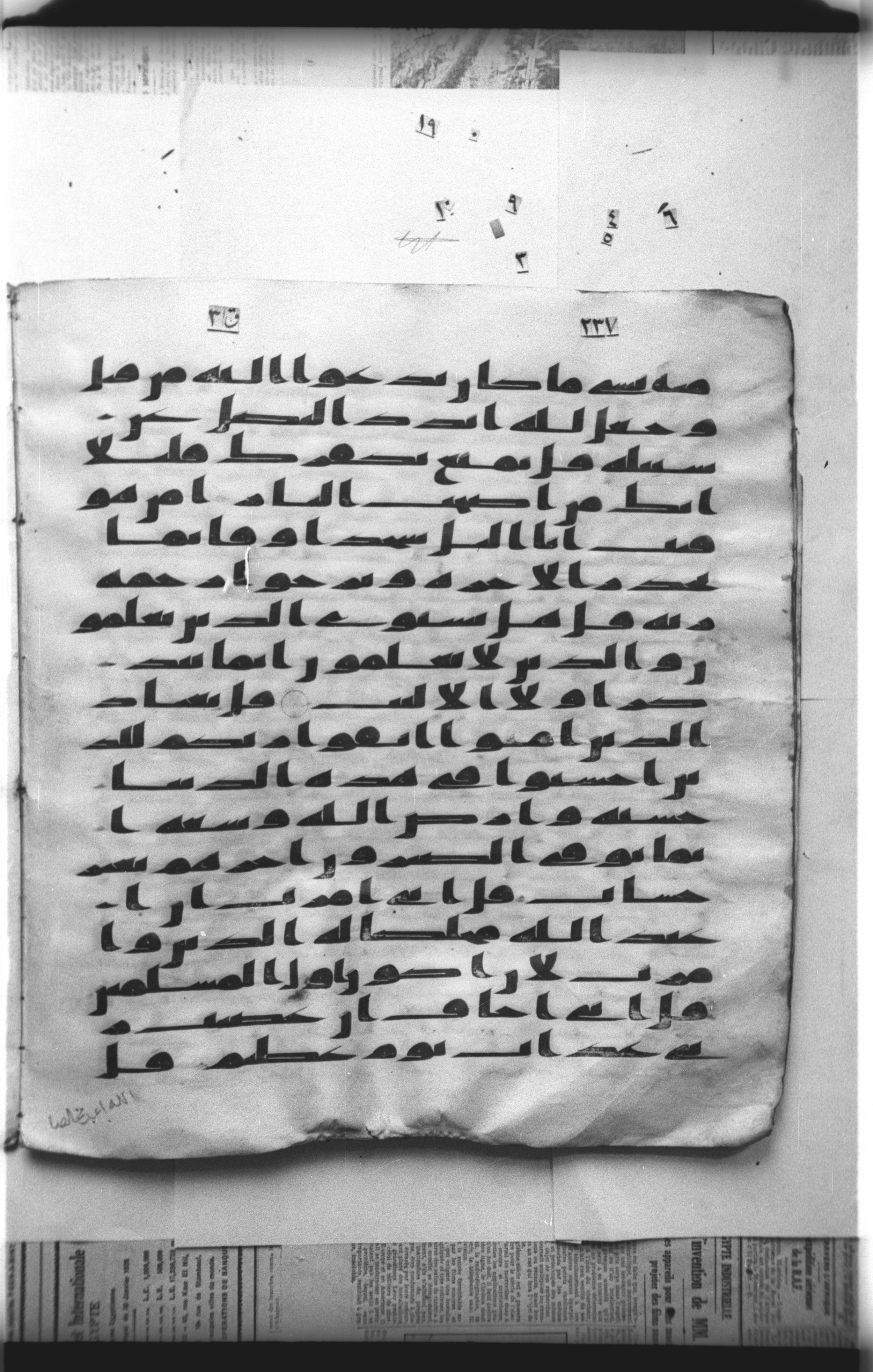 Cairo, Khedivial Library, "qāf 3" (Gotthelf Bergsträßer archives) [maṣāḥif 387], in kūfī type C script, showing Surah 39:13 from 8th Century AD found in Egypt, currently housed at Egyptian National Library and Archives, Cairo