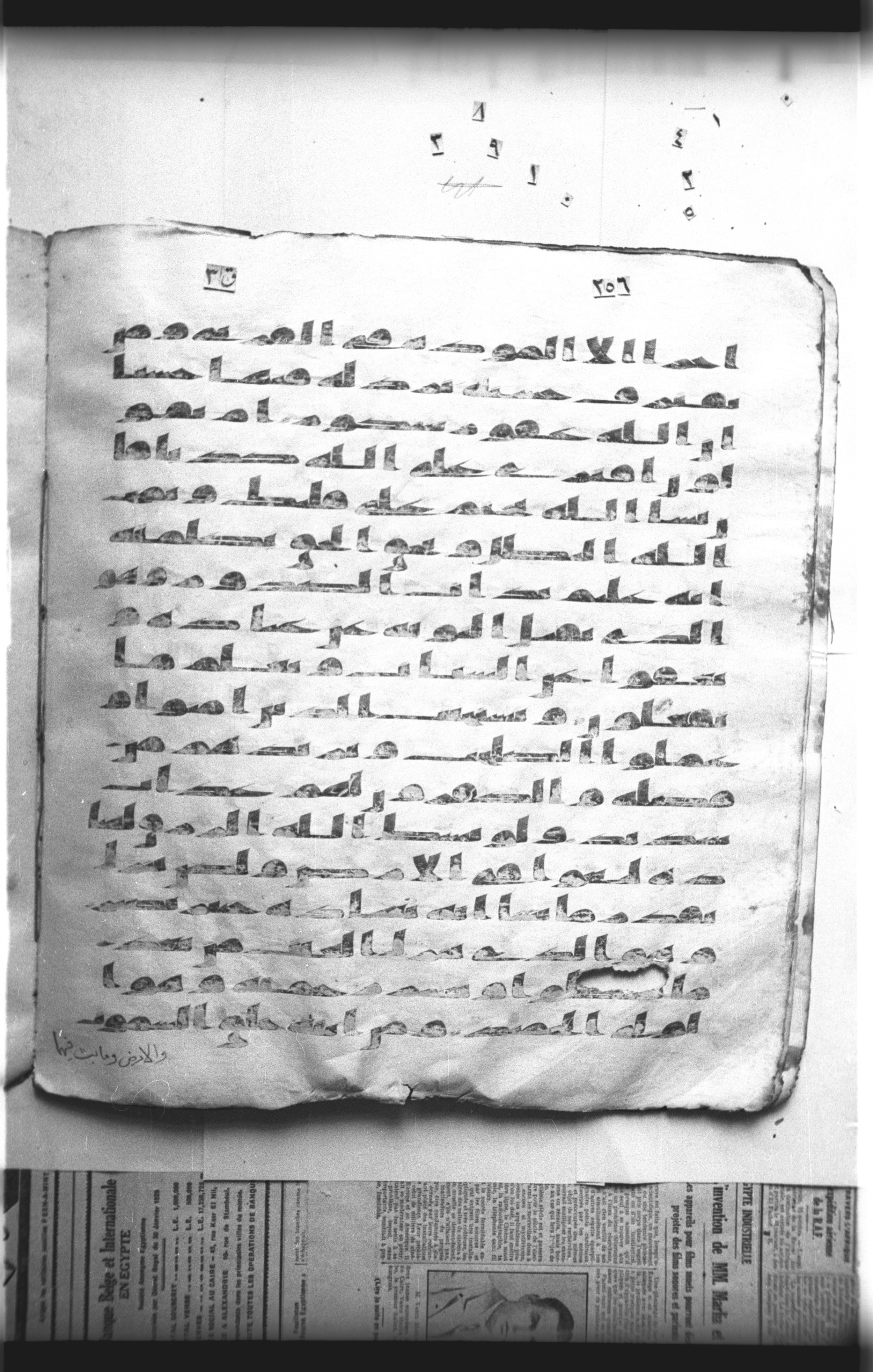 Cairo, Khedivial Library, "qāf 3" (Gotthelf Bergsträßer archives) [maṣāḥif 387] (Scan 1), in kūfī type C script, showing Surah 42:29 from 8th Century AD found in Egypt, currently housed at Egyptian National Library and Archives, Cairo