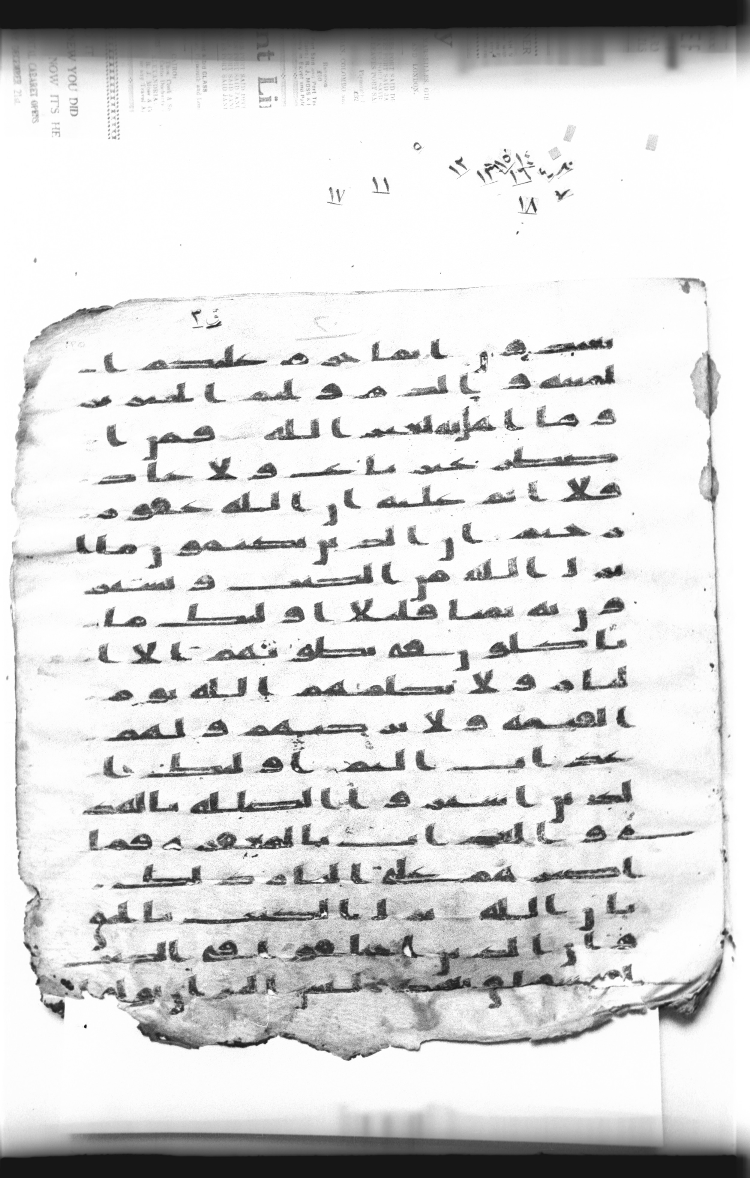 Cairo, Khedivial Library, "qāf 3" (Gotthelf Bergsträßer archives) [maṣāḥif 387], in kūfī type C script, showing Surah 2:175 from 8th Century AD found in Egypt, currently housed at Egyptian National Library and Archives, Cairo