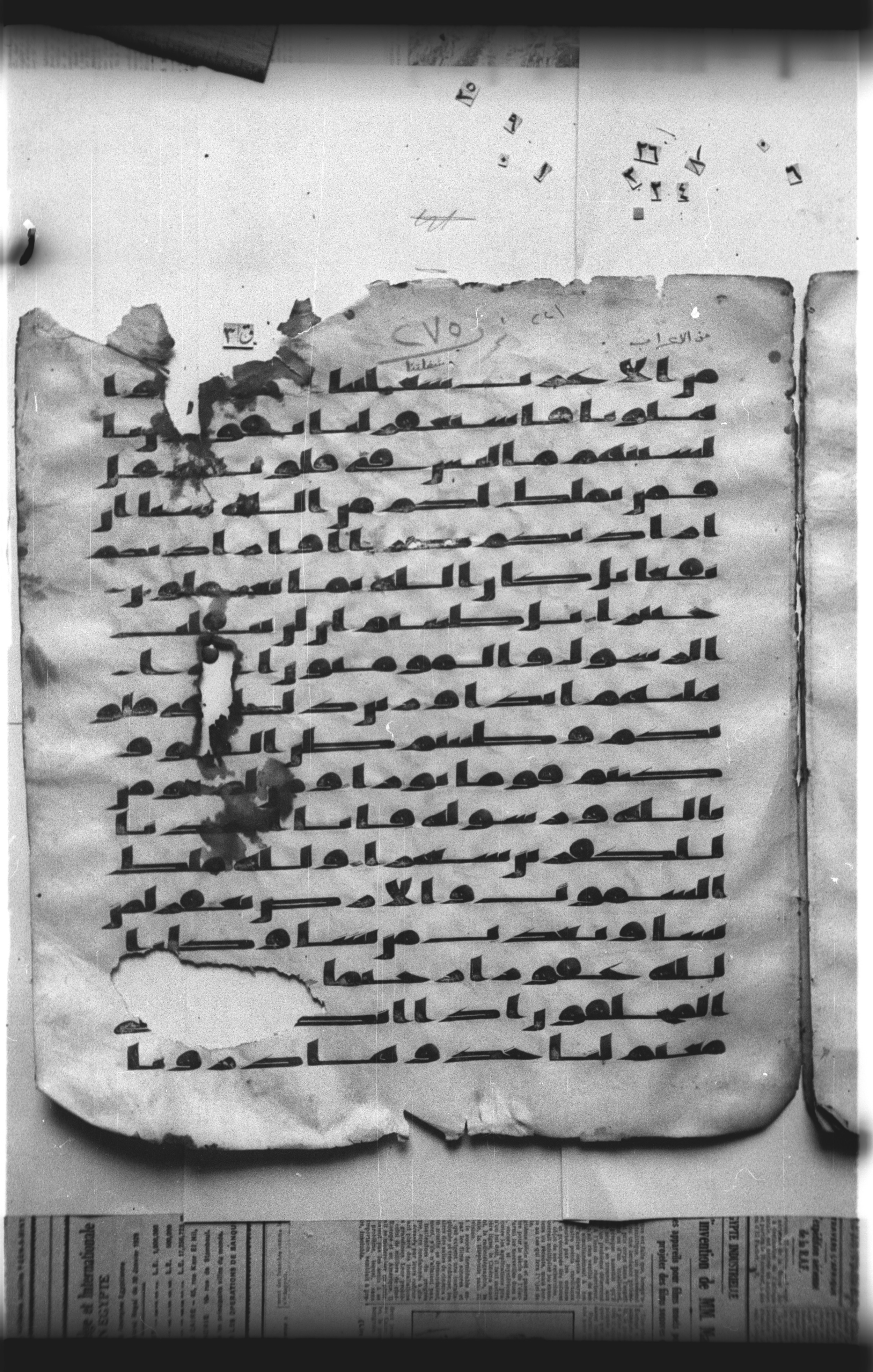 Cairo, Khedivial Library, "qāf 3" (Gotthelf Bergsträßer archives) [maṣāḥif 387], in kūfī type C script, showing Surah 48:12 from 8th Century AD found in Egypt, currently housed at Egyptian National Library and Archives, Cairo
