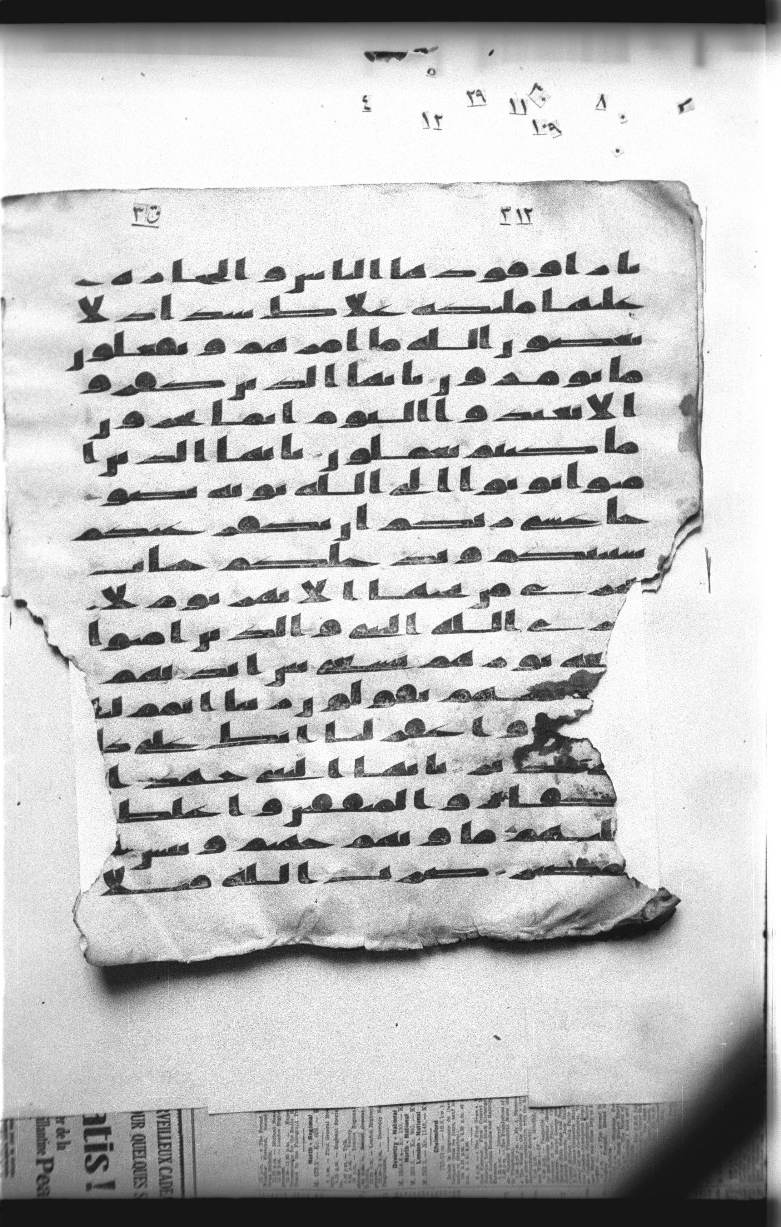 Cairo, Khedivial Library, "qāf 3" (Gotthelf Bergsträßer archives) [maṣāḥif 387], in kūfī type C script, showing Surah 66:7 from 8th Century AD found in Egypt, currently housed at Egyptian National Library and Archives, Cairo