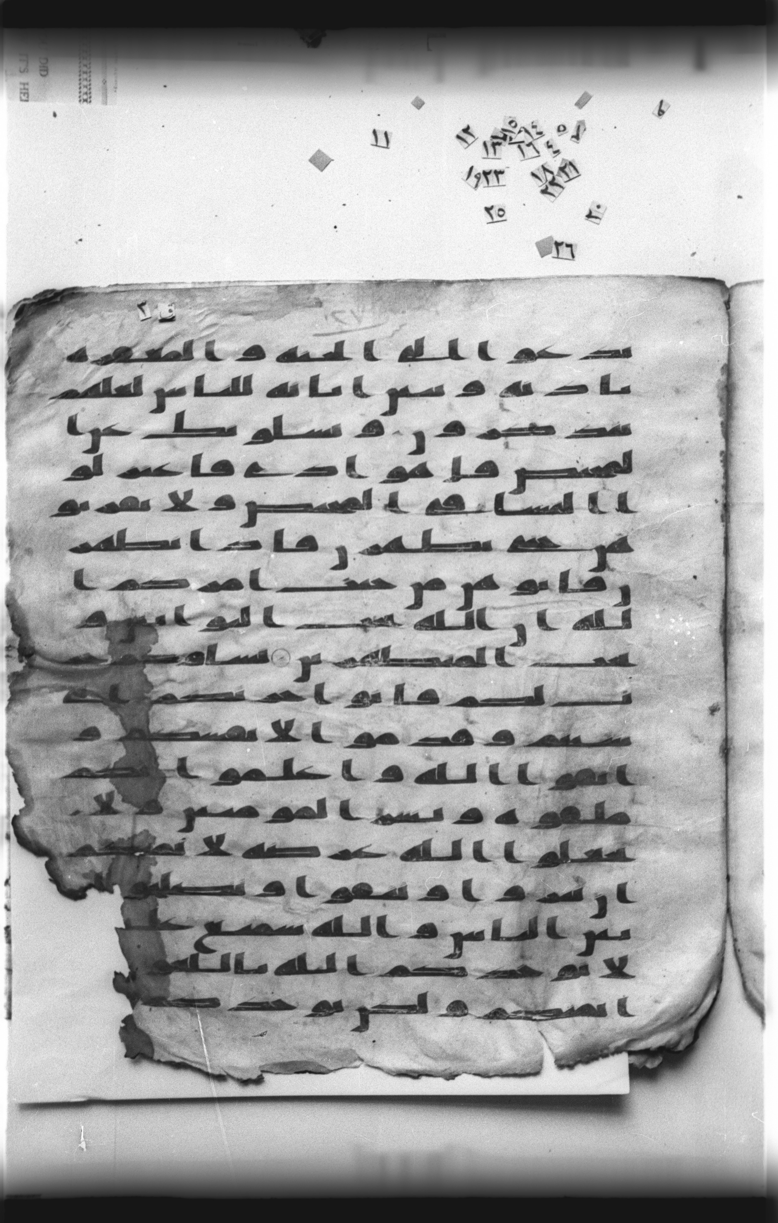 Cairo, Khedivial Library, "qāf 3" (Gotthelf Bergsträßer archives) [maṣāḥif 387], in kūfī type C script, showing Surah 2:222 from 8th Century AD found in Egypt, currently housed at Egyptian National Library and Archives, Cairo
