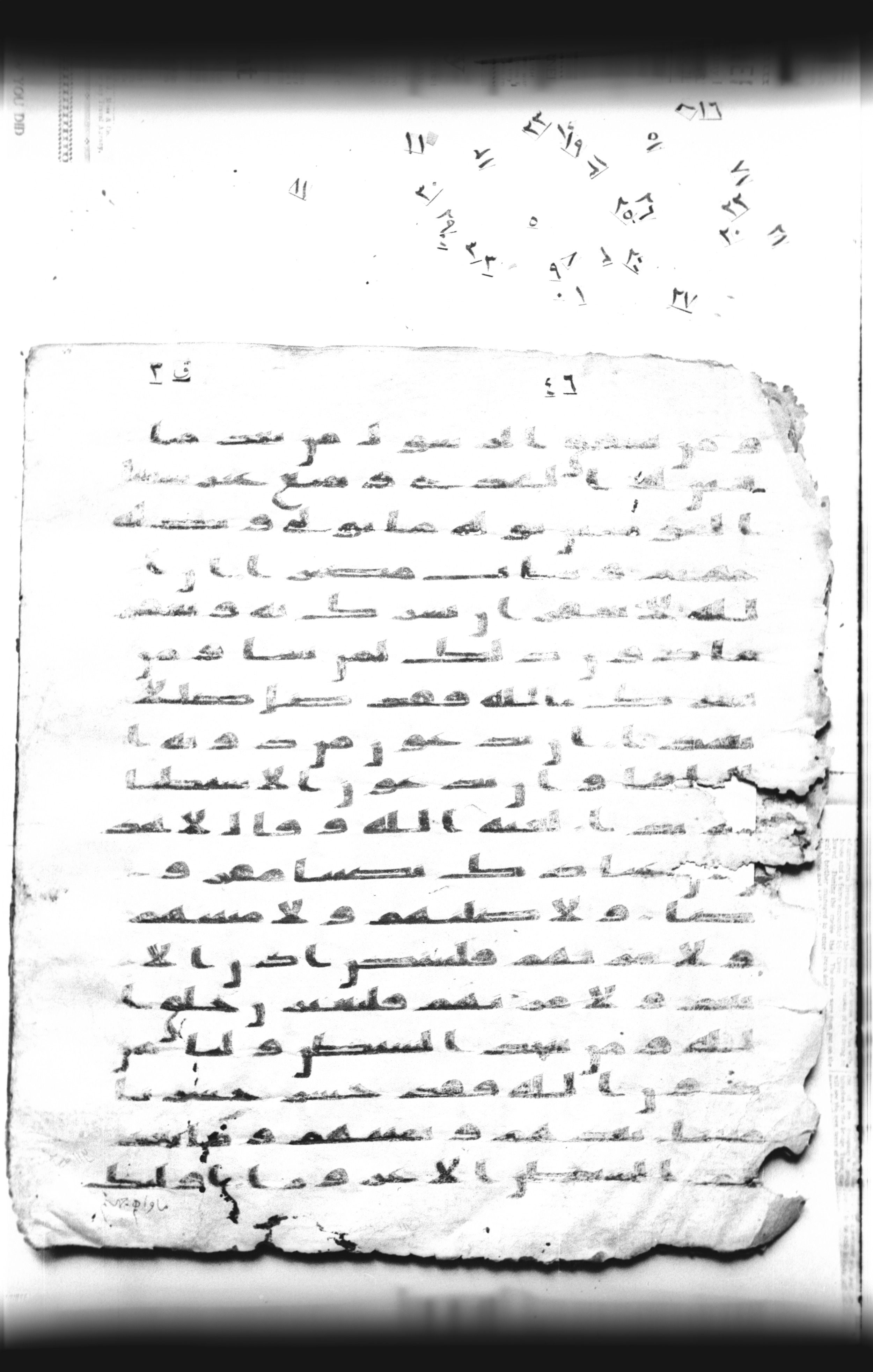 Cairo, Khedivial Library, "qāf 3" (Gotthelf Bergsträßer archives) [maṣāḥif 387], in kūfī type C script, showing Surah 4:116 from 8th Century AD found in Egypt, currently housed at Egyptian National Library and Archives, Cairo
