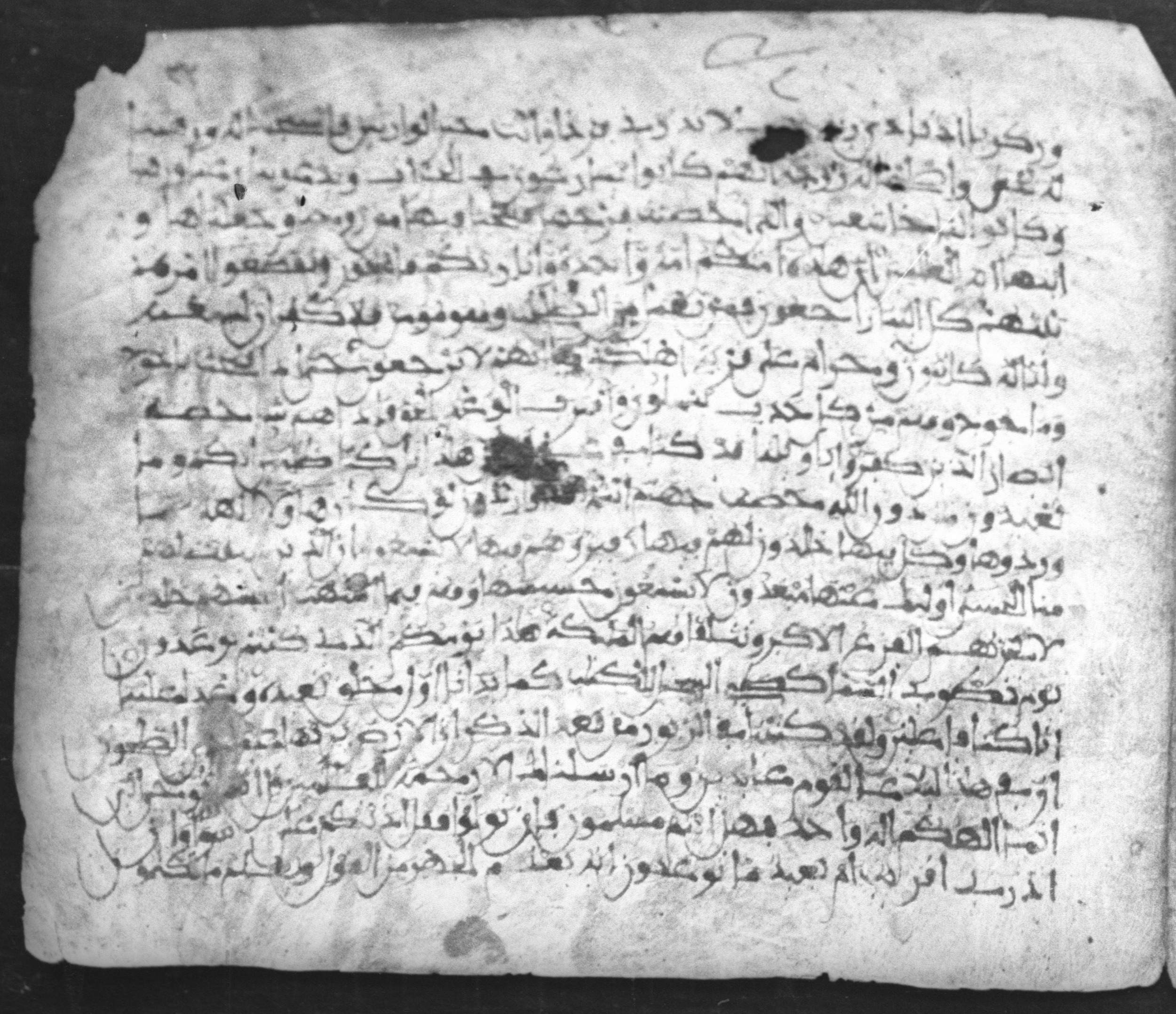 Cairo, Egyptian National Library and Archives, qāf 117 (Bergsträßer archives) (Scan 1), in Ḥiǧāzī, Kūfī (B, D), and Maġribī script, showing Surah 21:98 from Mid 7th Century to 14th Century AD found in Unknown, currently housed at Egyptian National Library and Archives (دار الكتب والوثائق القومية), Cairo
