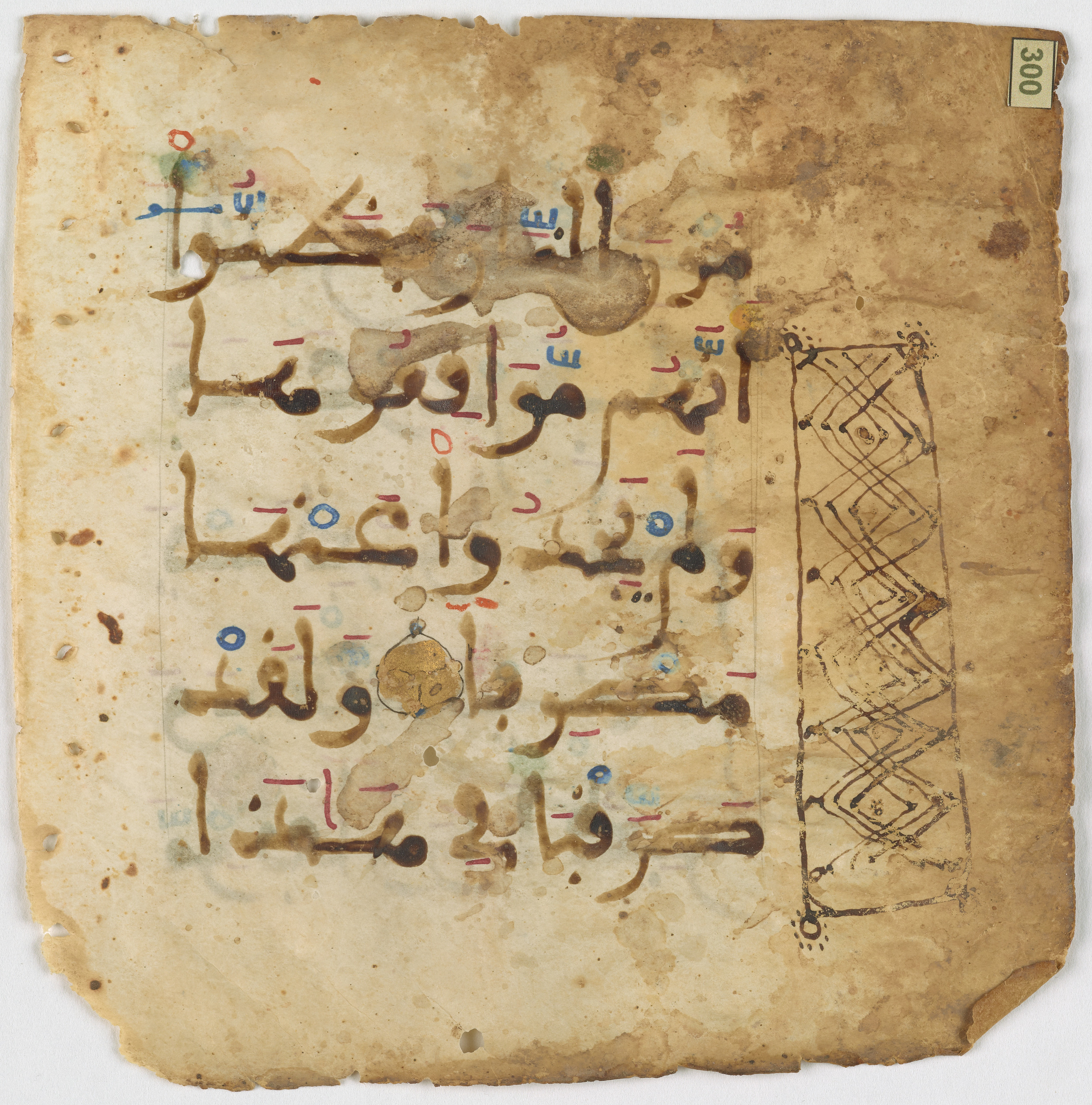 Qatar National Library, HC.MS.03094 (Scan 2), in Large Maġribī mabsūṭ script, showing Surah 18:53 from 14th Century AD found in Northwest Africa (Maghreb) or Muslim Iberia (al-Andalus), currently housed at Qatar National Library, Heritage Library, Doha