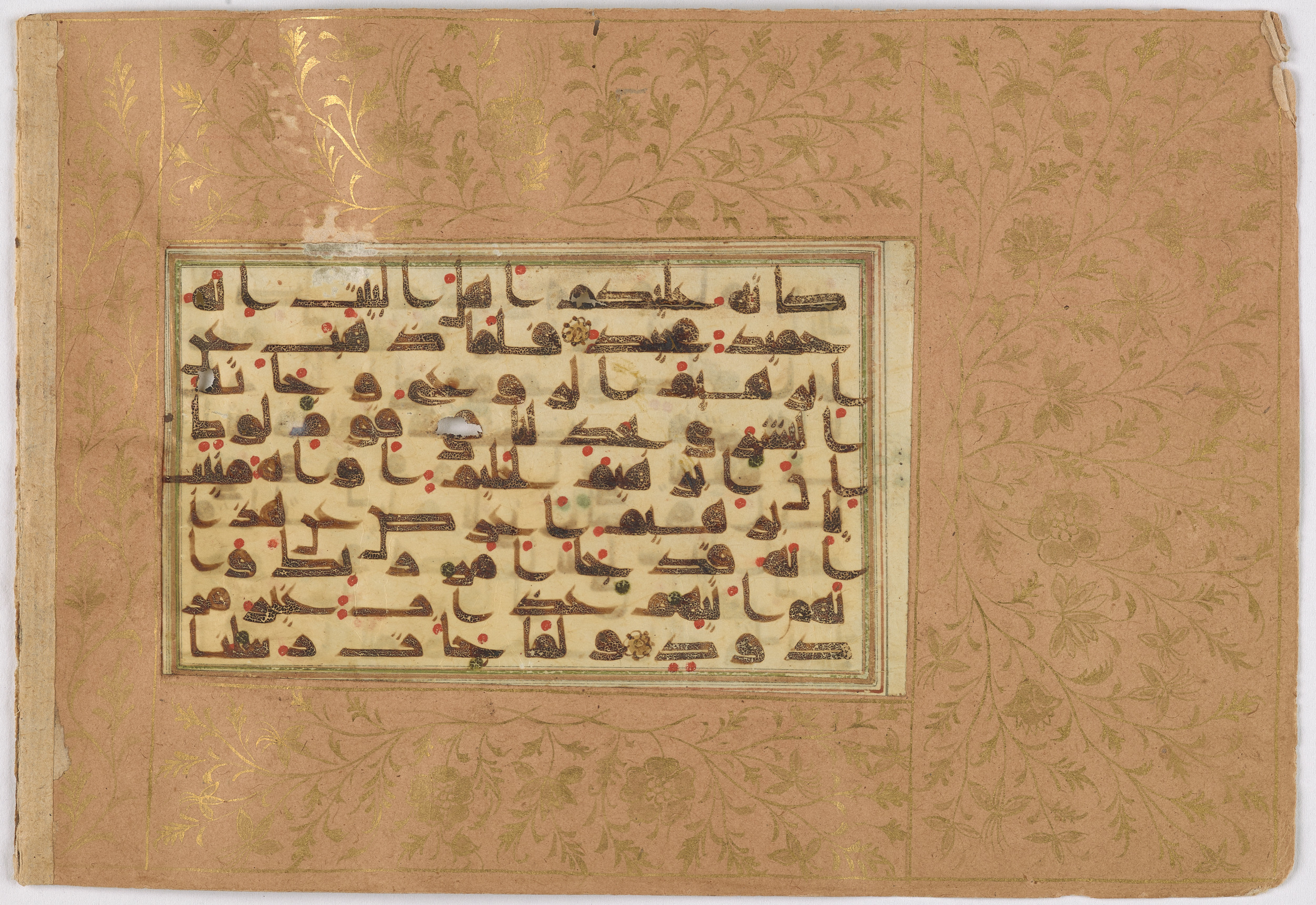 Doha, Qatar National Library, HC.MS.03181 (Scan 2), in Kūfī D.Va script, showing Surah 11:76 from 9th to Mid 10th Century AD found in Unknown, currently housed at Qatar National Library, Doha