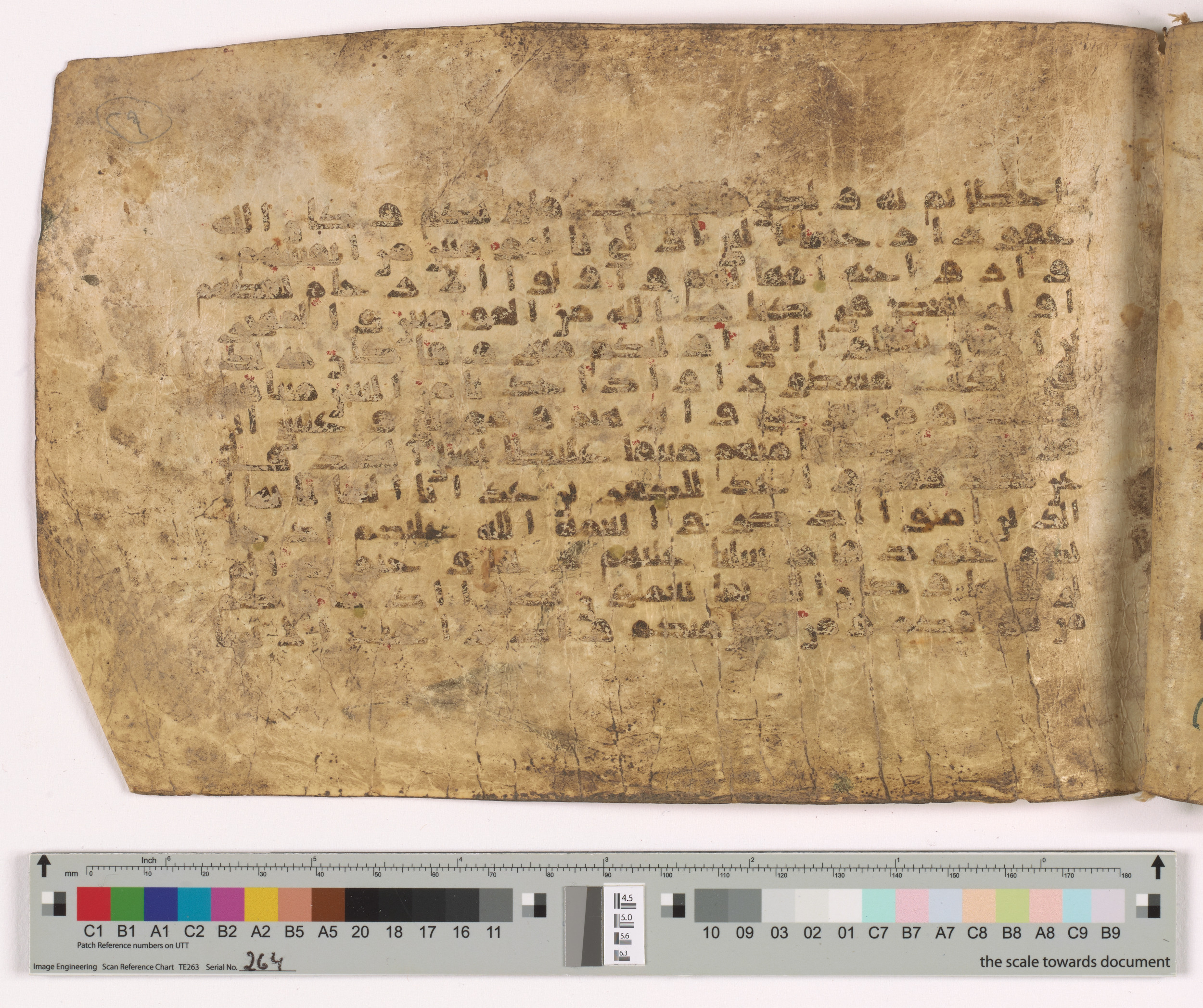 HC.MS.03159, in Kūfī E.I script, showing Surah 33:7 from Mid 9th to Late 10th Century AD found in Unknown, currently housed at Qatar National Library, Doha