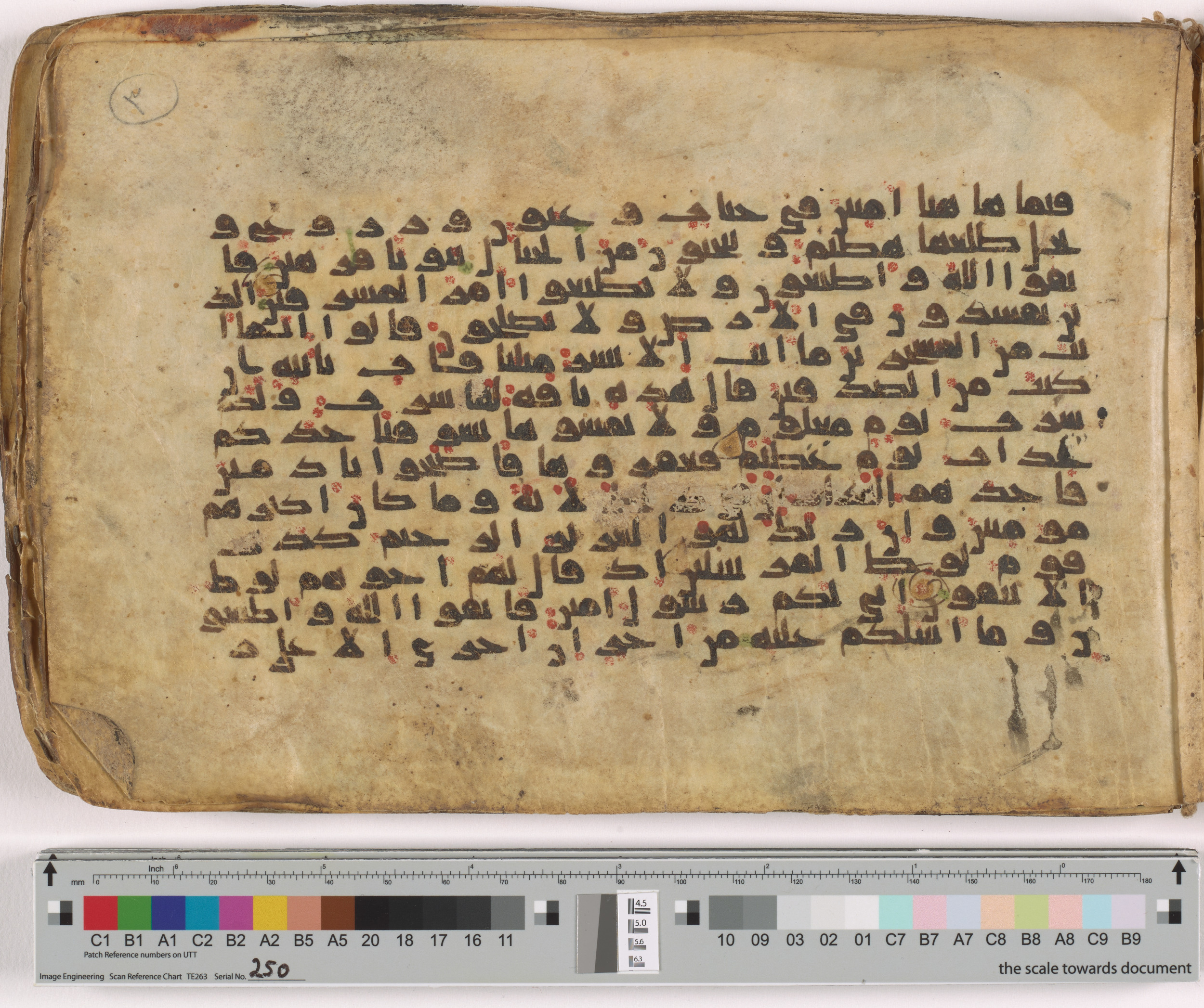 HC.MS.03159, in Kūfī E.I script, showing Surah 26:151 from Mid 9th to Late 10th Century AD found in Unknown, currently housed at Qatar National Library, Doha