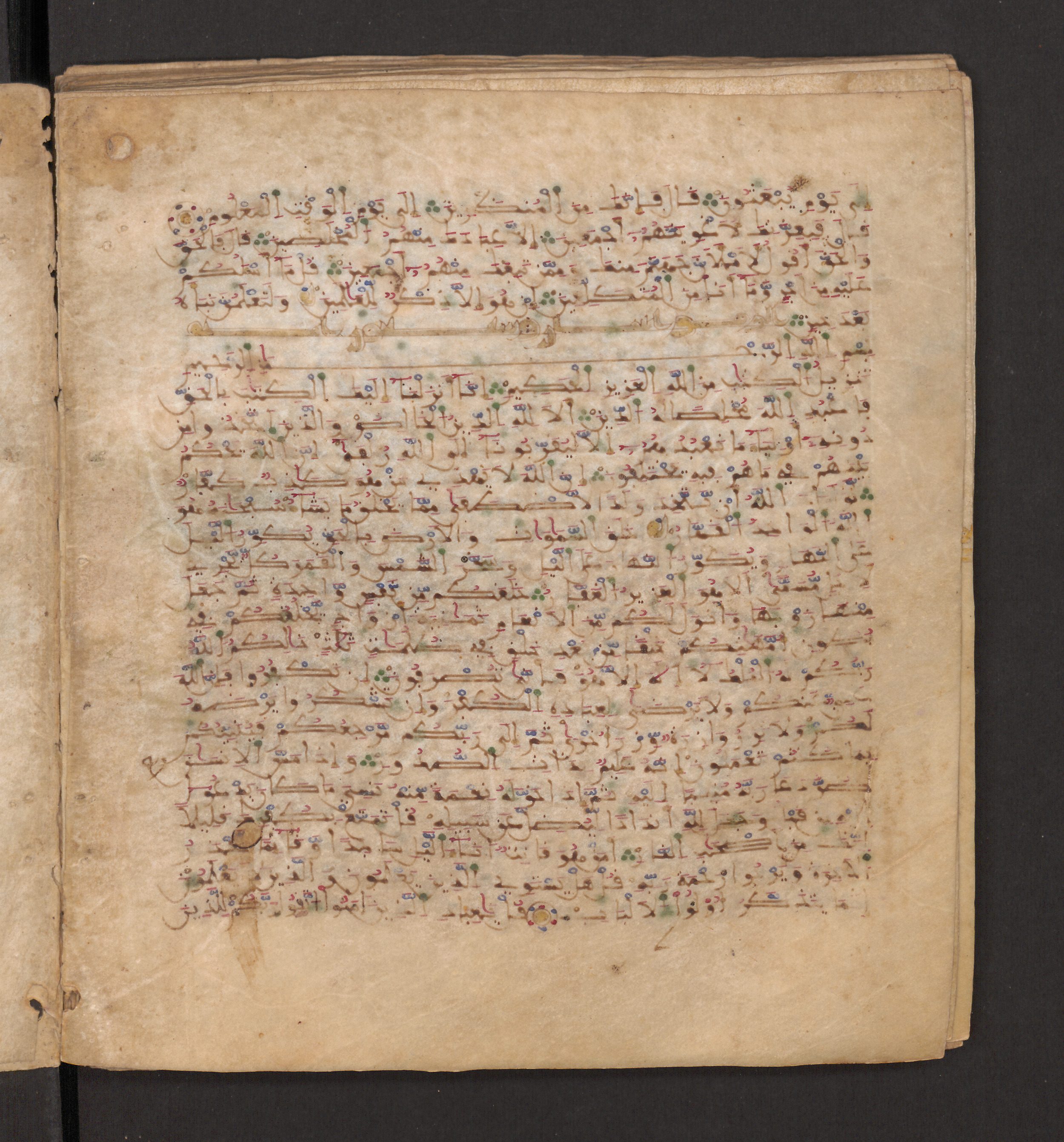 Doha, Qatar National Library, HC.MS.00715, in Maġribī micrography script, showing Surah 39:4 from 11th to 12th Century AD found in Muslim Iberia (al-Andalus), currently housed at Qatar National Library, Doha
