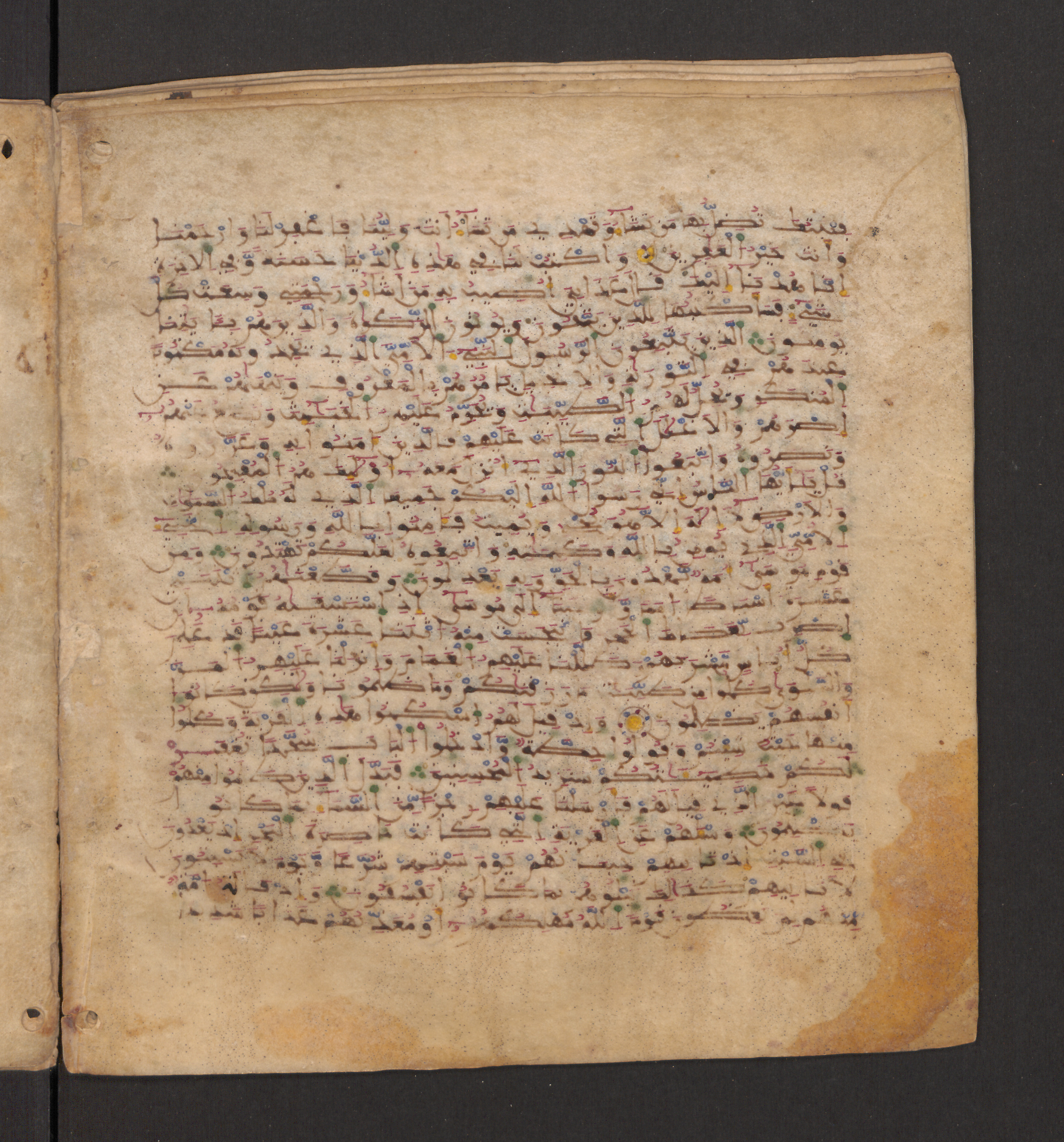Doha, Qatar National Library, HC.MS.00715, in Maġribī micrography script, showing Surah 7:162 from 11th to 12th Century AD found in Muslim Iberia (al-Andalus), currently housed at Qatar National Library, Doha