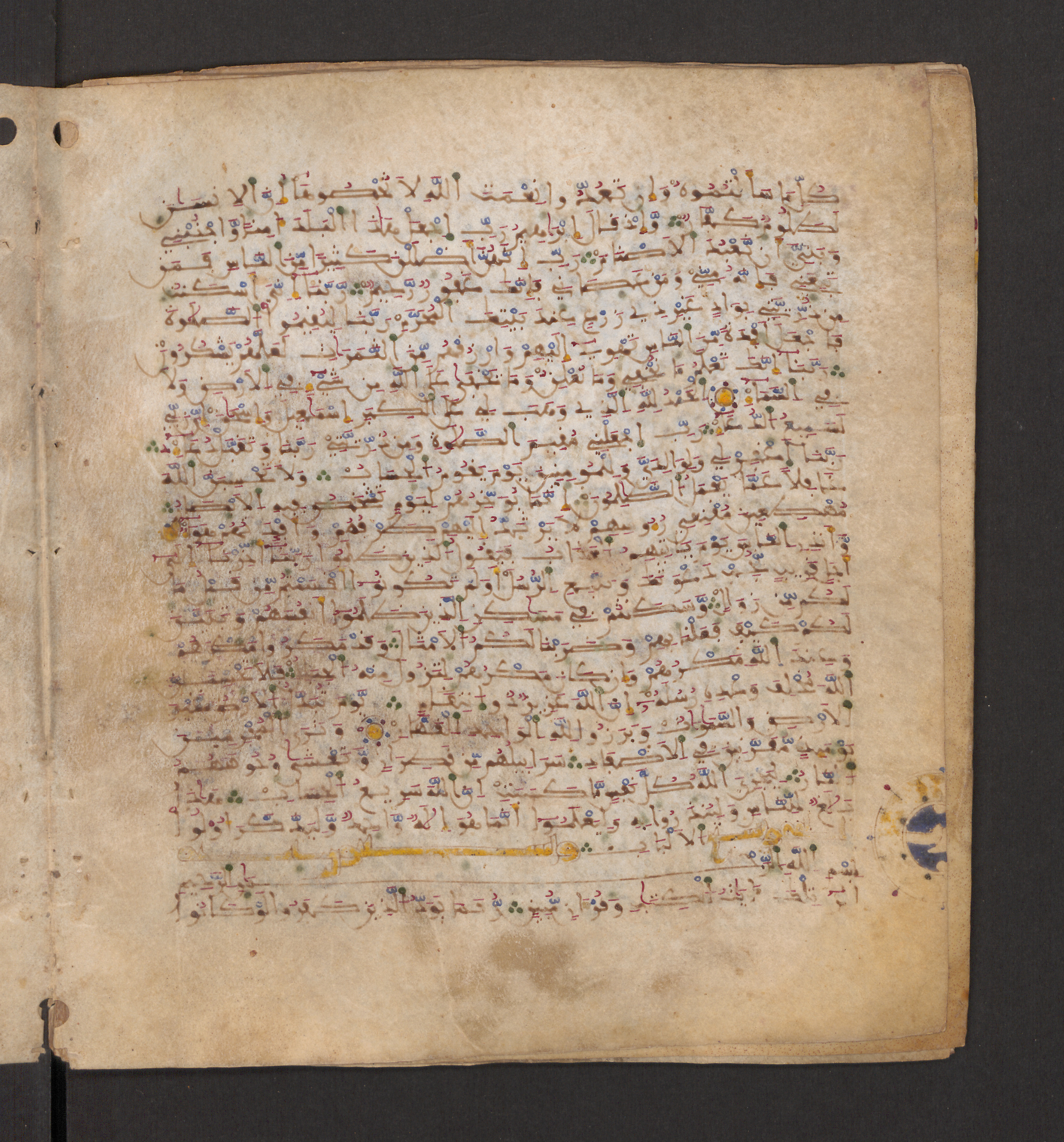 Doha, Qatar National Library, HC.MS.00715, in Maġribī micrography script, showing Surah 14:39 from 11th to 12th Century AD found in Muslim Iberia (al-Andalus), currently housed at Qatar National Library, Doha