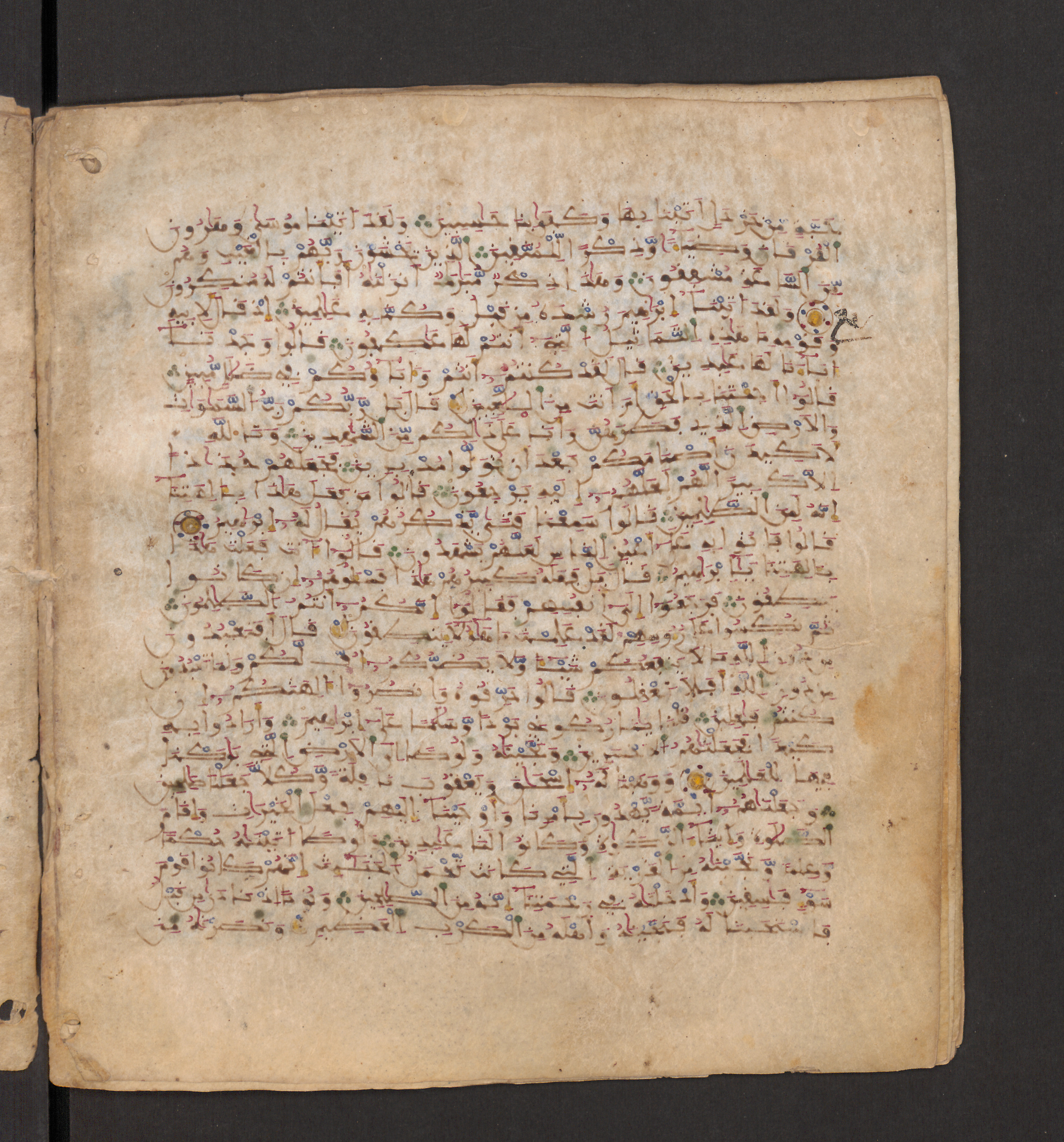 Doha, Qatar National Library, HC.MS.00715, in Maġribī micrography script, showing Surah 21:49 from 11th to 12th Century AD found in Muslim Iberia (al-Andalus), currently housed at Qatar National Library, Doha