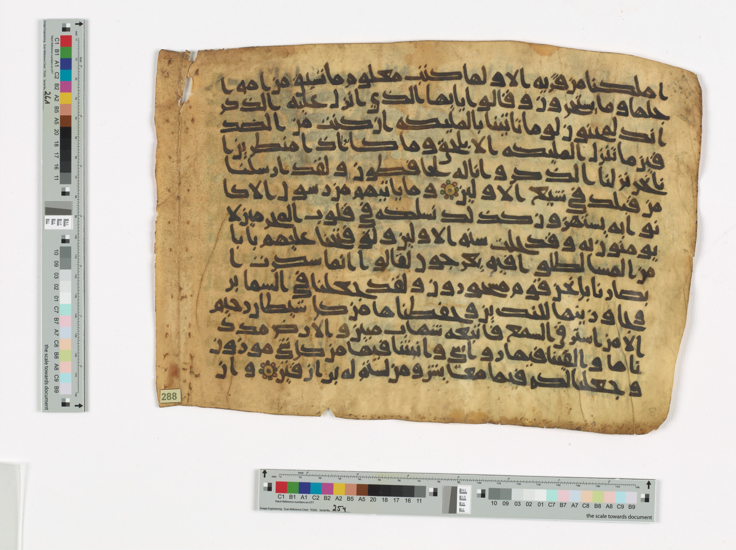 Doha, Qatar National Library, HC.MS.03165, in Unclassified (mixture of Kūfī type E and New Style) script, showing Surah 15:13 from 9th to 10th Century AD found in Unknown, currently housed at Qatar National Library, Doha