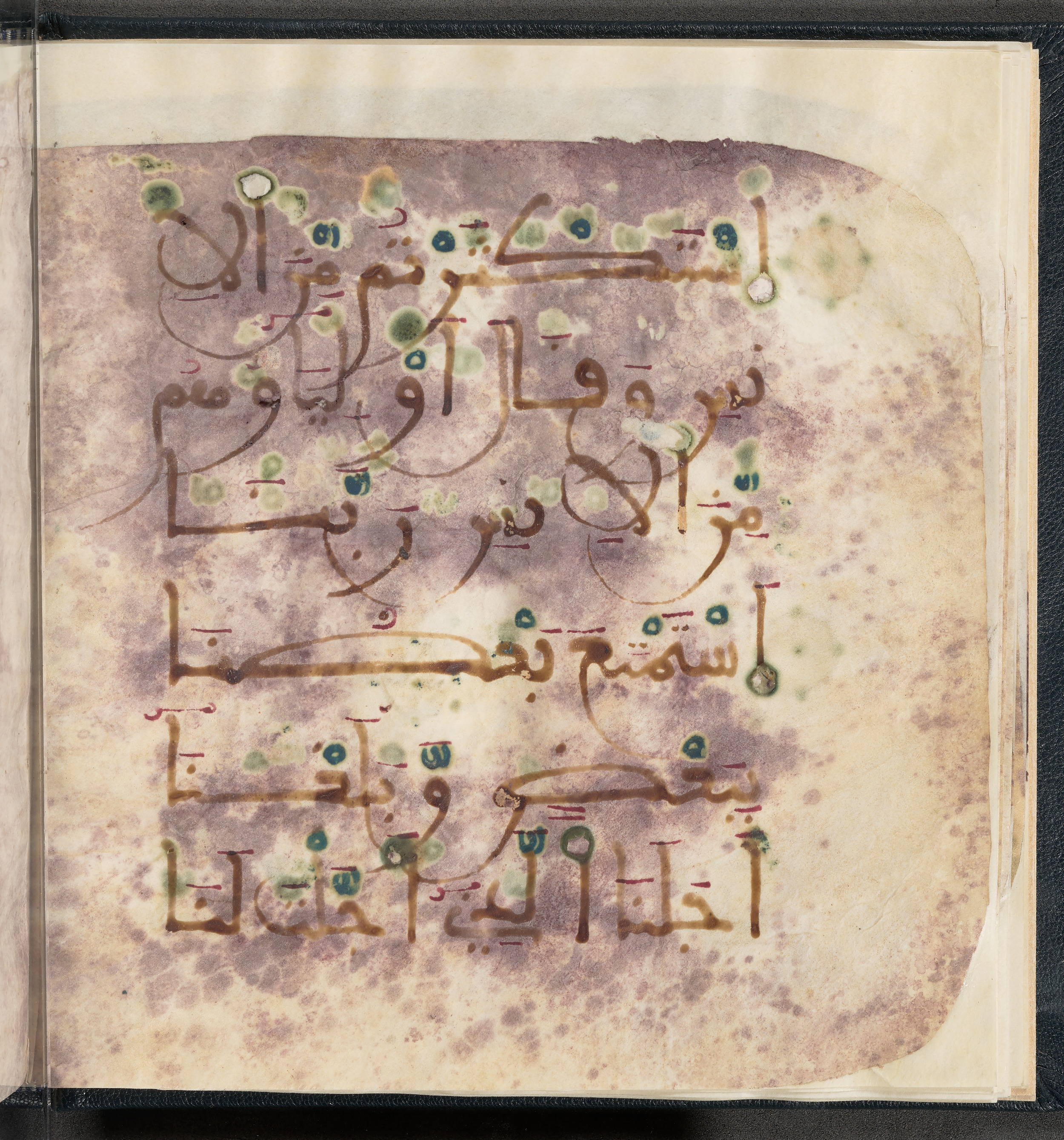 Qatar National Library HC.MS.03150 (Scan 2), in Large Maġribī mabsūṭ script, showing Surah 6:128 from First half of the 14th Century AD found in Northwest Africa (Maghreb) or al-Andalus, currently housed at Qatar National Library, Doha